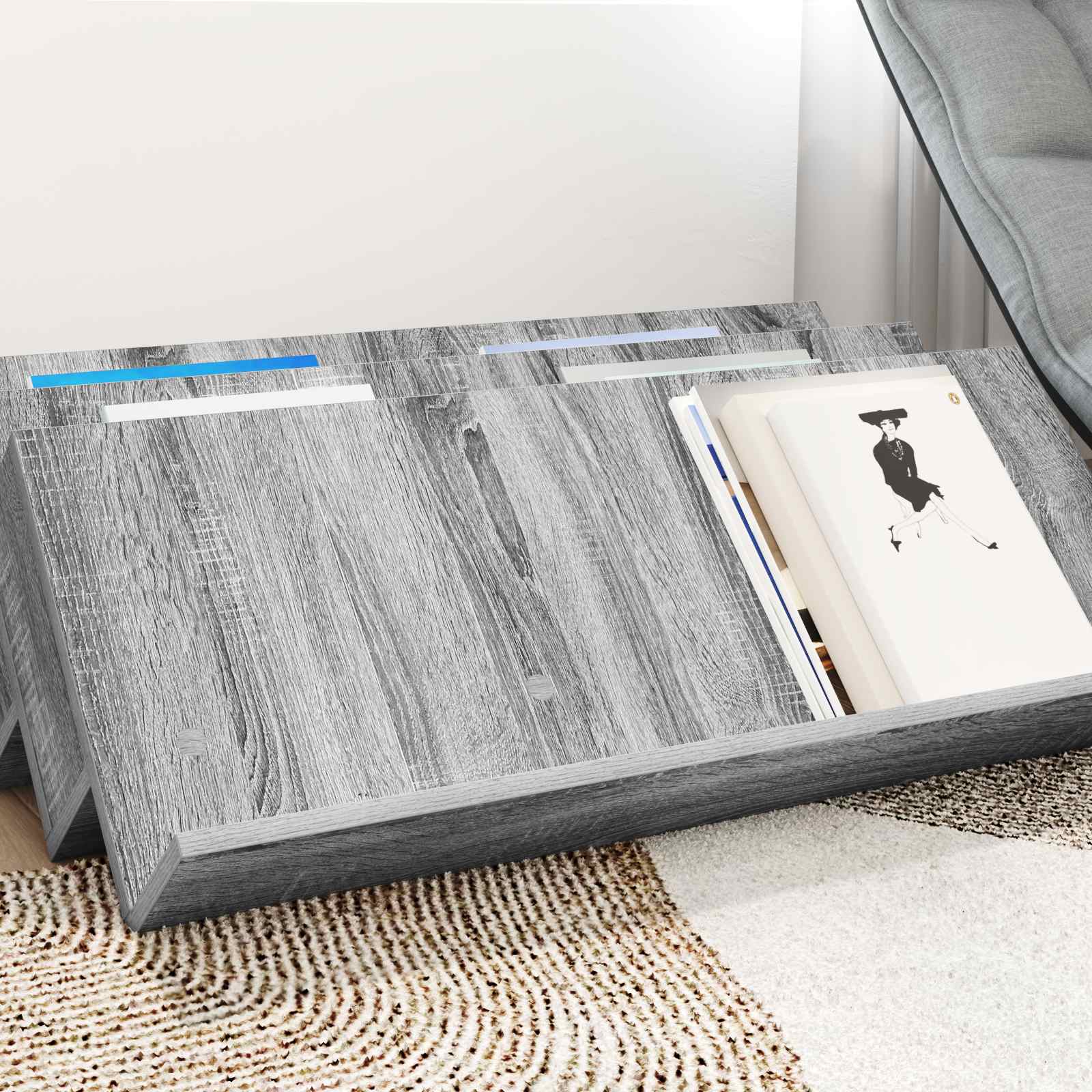 Tijdschrift Rek Grijs Sonoma 90 x 53 x 28,5 cm Bewerkt hout is nu te koop bij PeponiXL, paradijselijk wonen!