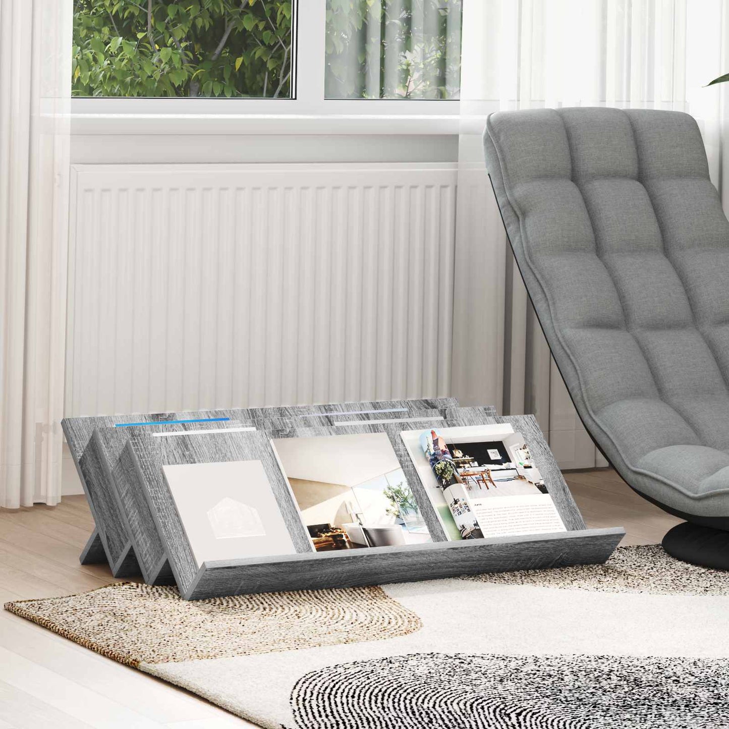 Tijdschrift Rek Grijs Sonoma 90 x 53 x 28,5 cm Bewerkt hout is nu te koop bij PeponiXL, paradijselijk wonen!