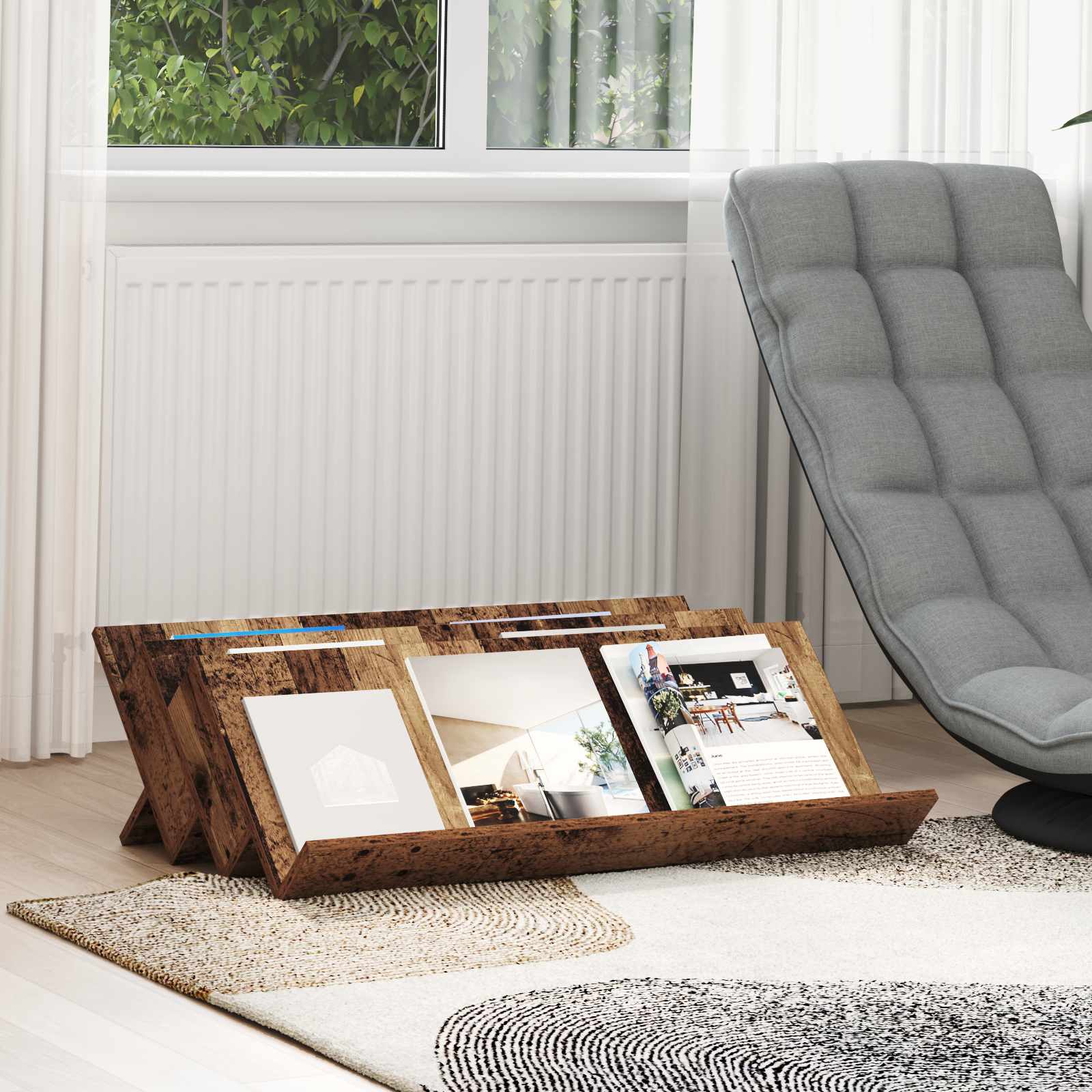 Tijdschrift Rek Oudhout 90 x 53 x 28,5 cm Bewerkt hout is nu te koop bij PeponiXL, paradijselijk wonen!