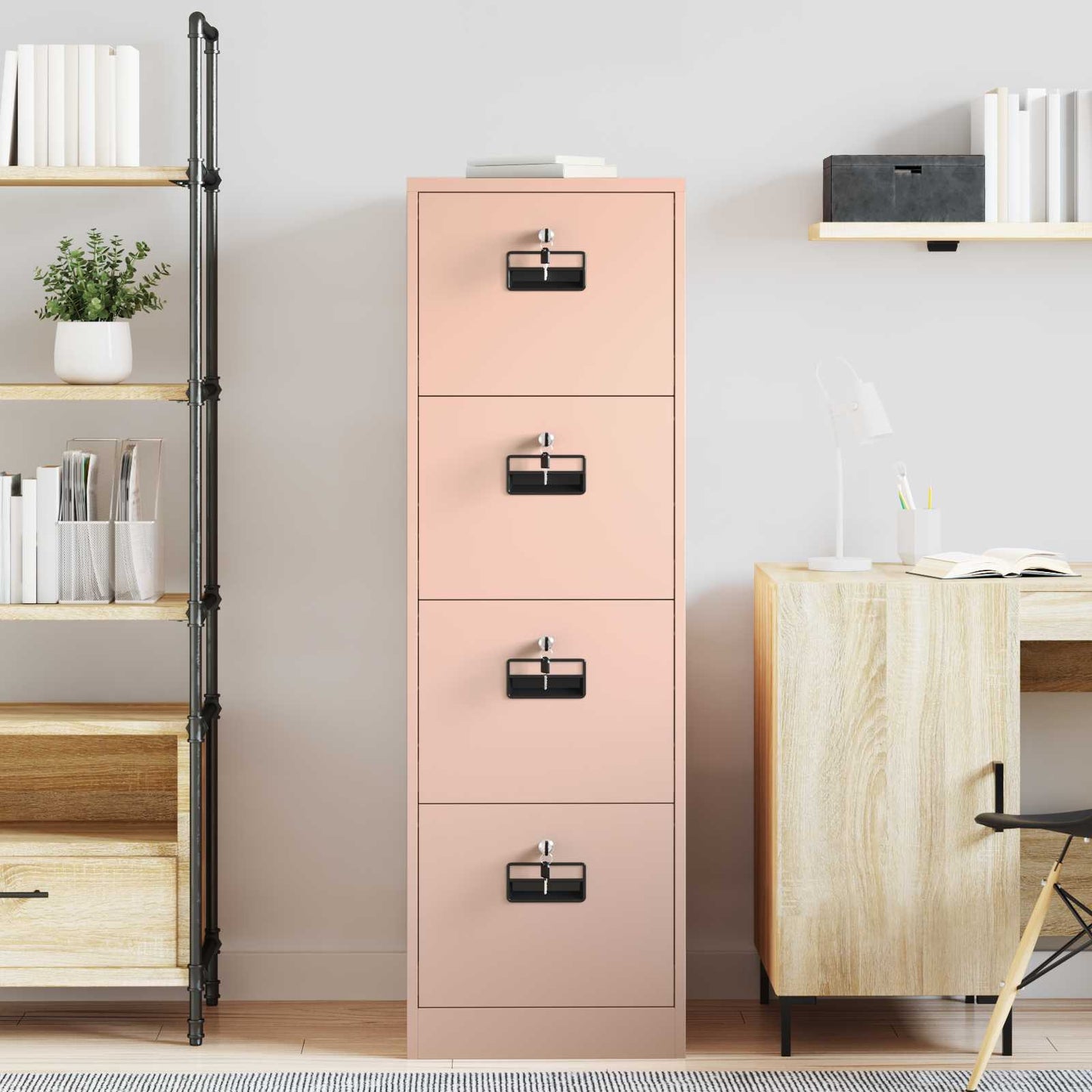 Bestandenkast 2 pcs Roze 44 x 50 x 139 cm Koudgewalst Staal is nu te koop bij PeponiXL, paradijselijk wonen!
