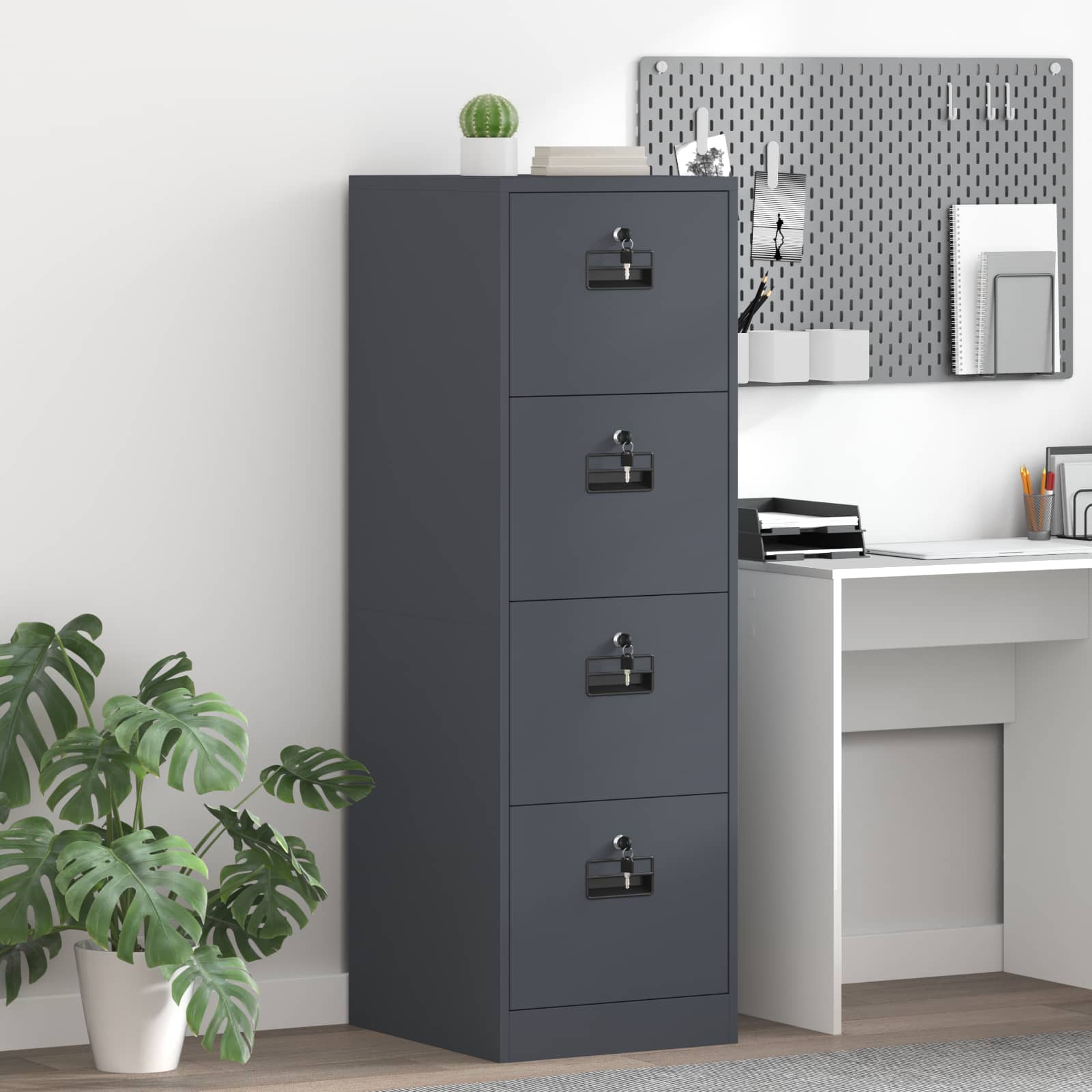 Bestandenkast met lade 2 pcs Antraciet 44 x 50 x 139 cm is nu te koop bij PeponiXL, paradijselijk wonen!