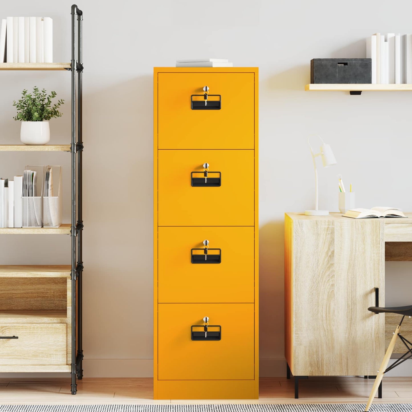 Bestandenkast met lade 2 pcs Mosterdgeel 44 x 50 x 139 cm is nu te koop bij PeponiXL, paradijselijk wonen!