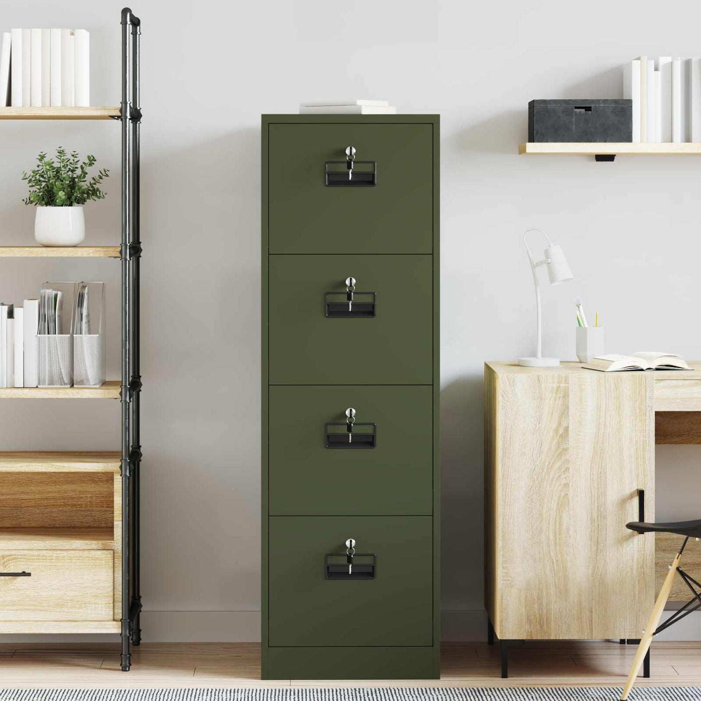 Bestandenkast met lade 2 pcs Olijf Groen 44 x 50 x 139 cm is nu te koop bij PeponiXL, paradijselijk wonen!