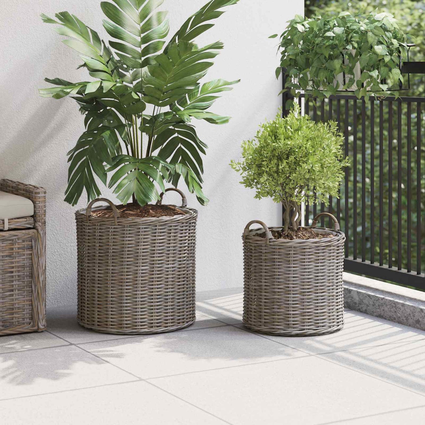 Plantermand met opslag 2 pcs Grijs Lacak Riet is nu te koop bij PeponiXL, paradijselijk wonen!