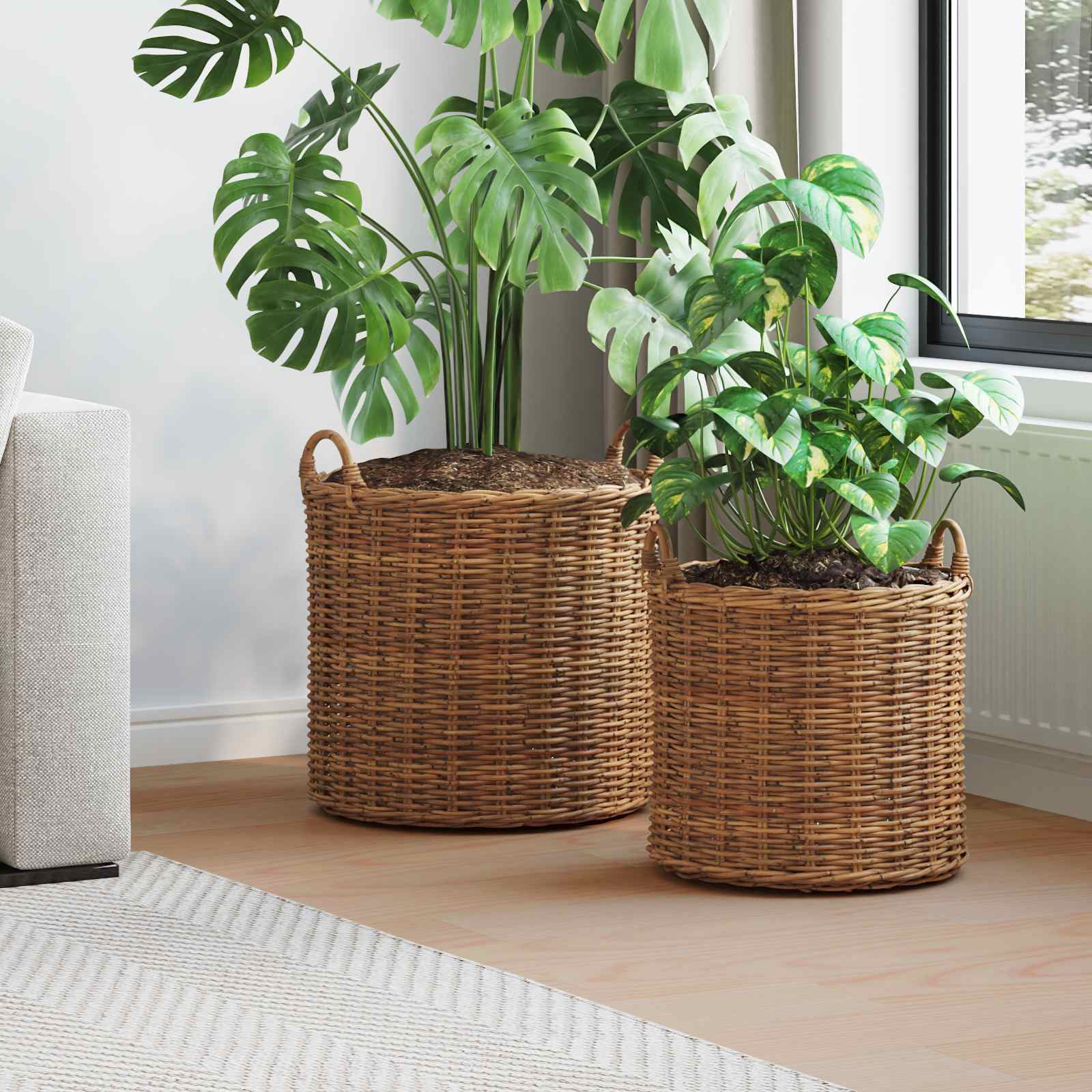 Plantermand met opslag 2 pcs Bruin Lacak Riet is nu te koop bij PeponiXL, paradijselijk wonen!