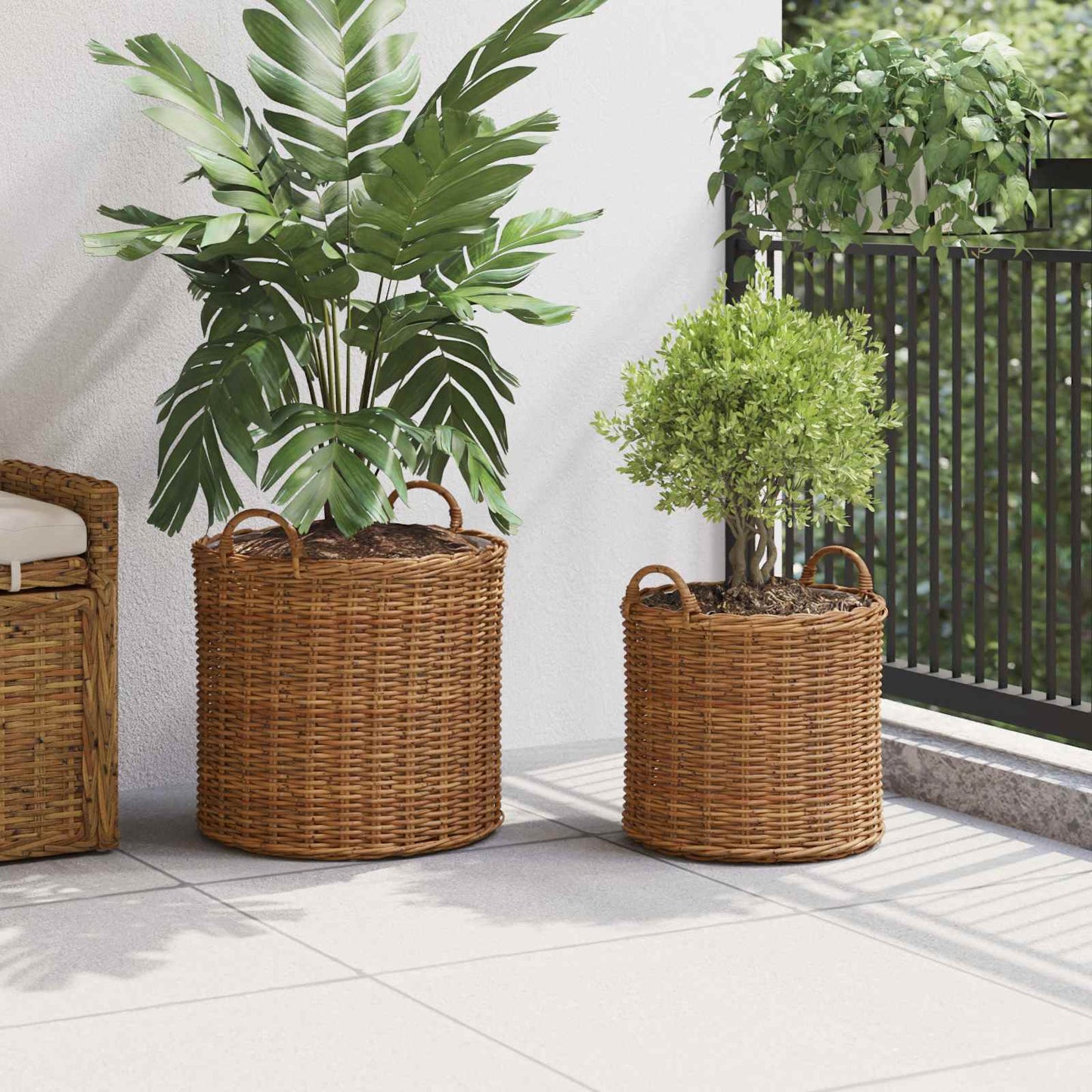 Plantermand met opslag 2 pcs Bruin Lacak Riet is nu te koop bij PeponiXL, paradijselijk wonen!