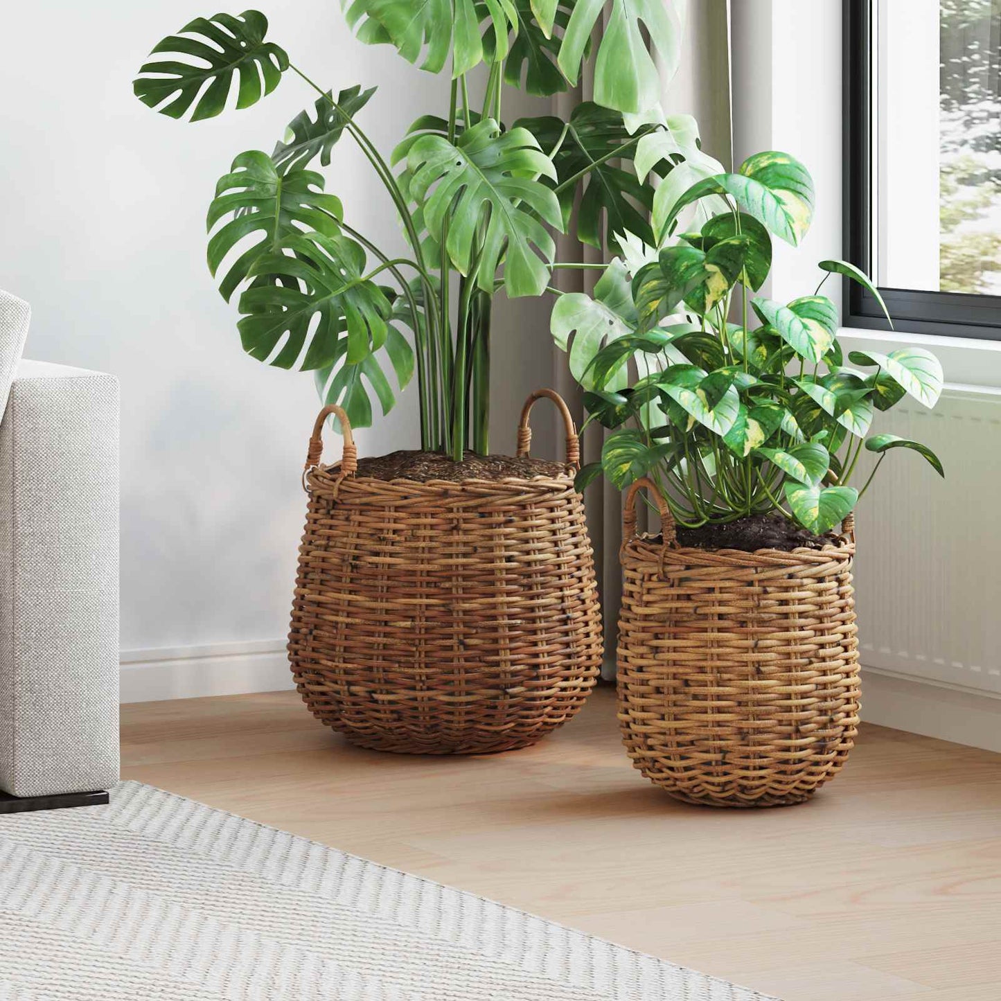 Plantermand met opslag 2 pcs Bruin Lacak Riet is nu te koop bij PeponiXL, paradijselijk wonen!