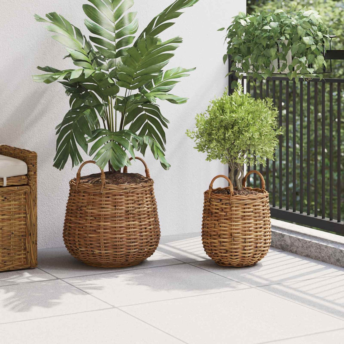 Plantermand met opslag 2 pcs Bruin Lacak Riet is nu te koop bij PeponiXL, paradijselijk wonen!