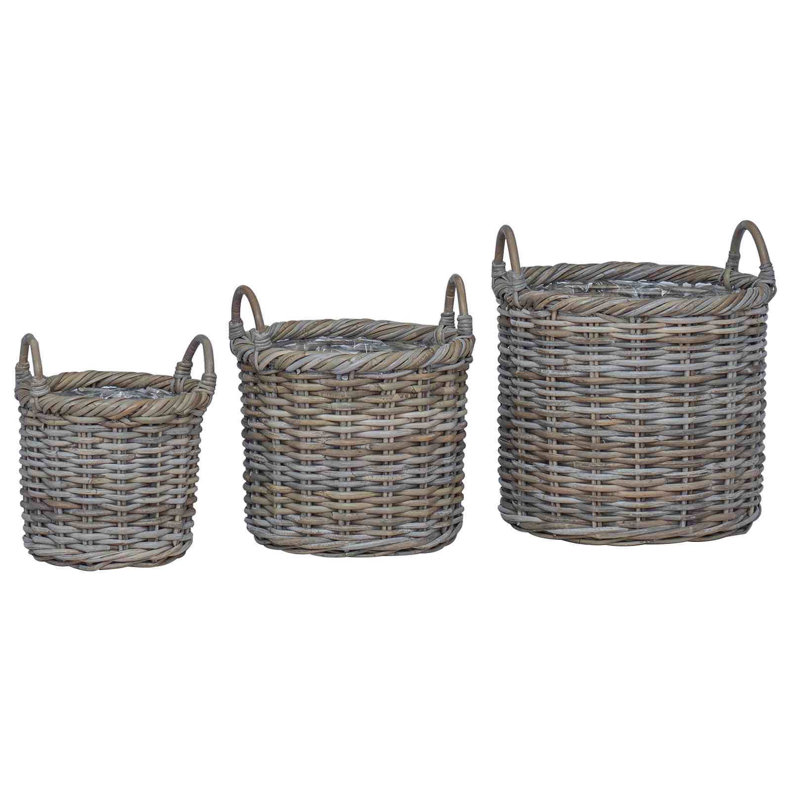 Plantenmand met opslag 3 st Kubu grijs Kubu Rattan is nu te koop bij PeponiXL, paradijselijk wonen!