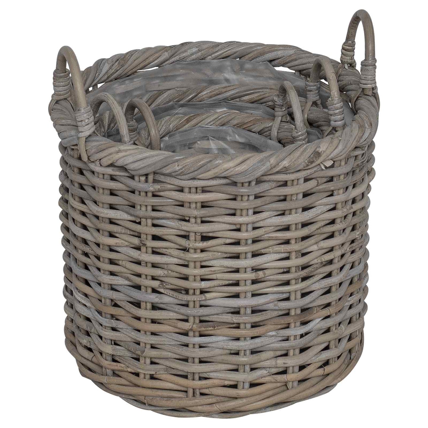 Plantenmand met opslag 3 st Kubu grijs Kubu Rattan is nu te koop bij PeponiXL, paradijselijk wonen!