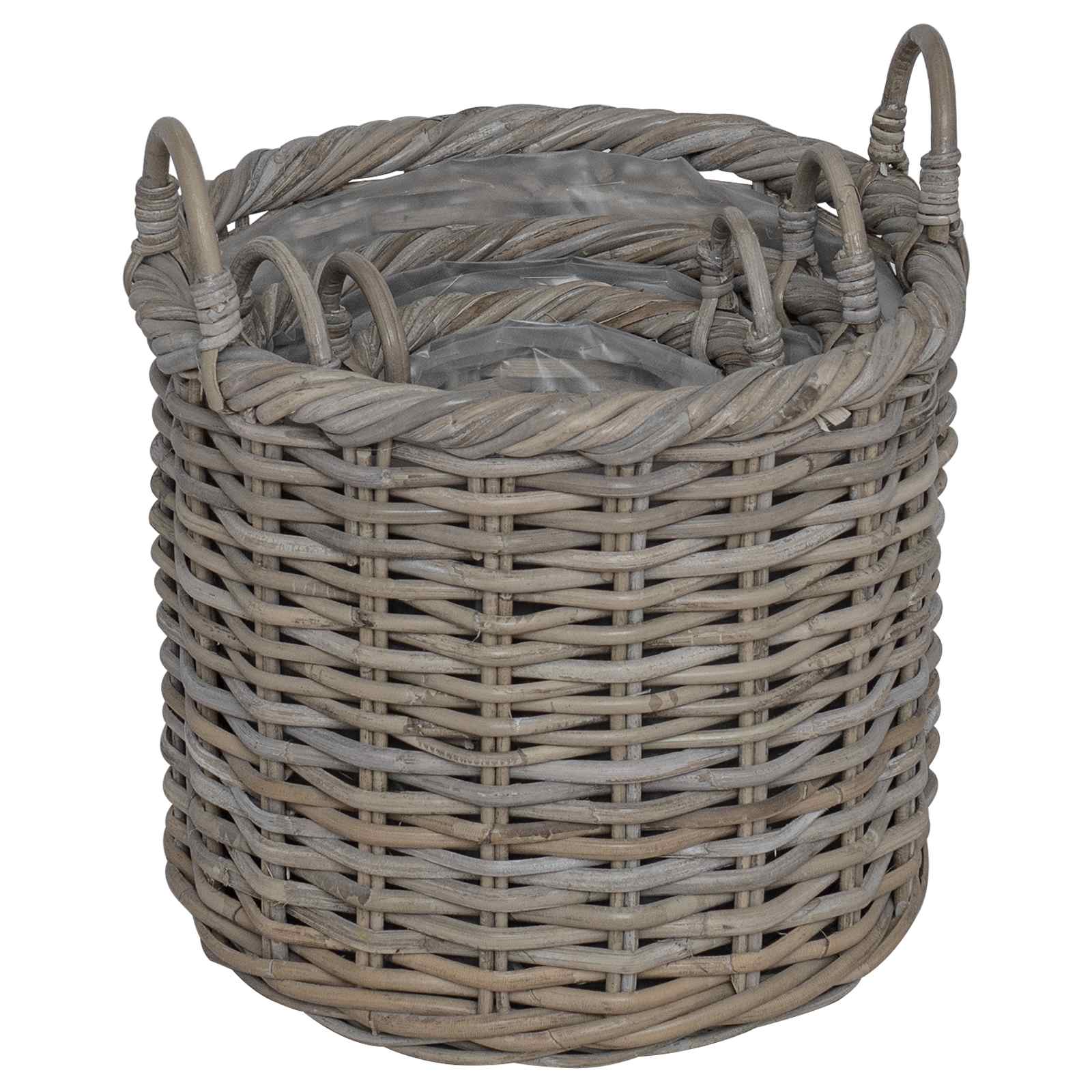 Plantenmand met opslag 3 st Kubu grijs Kubu Rattan is nu te koop bij PeponiXL, paradijselijk wonen!