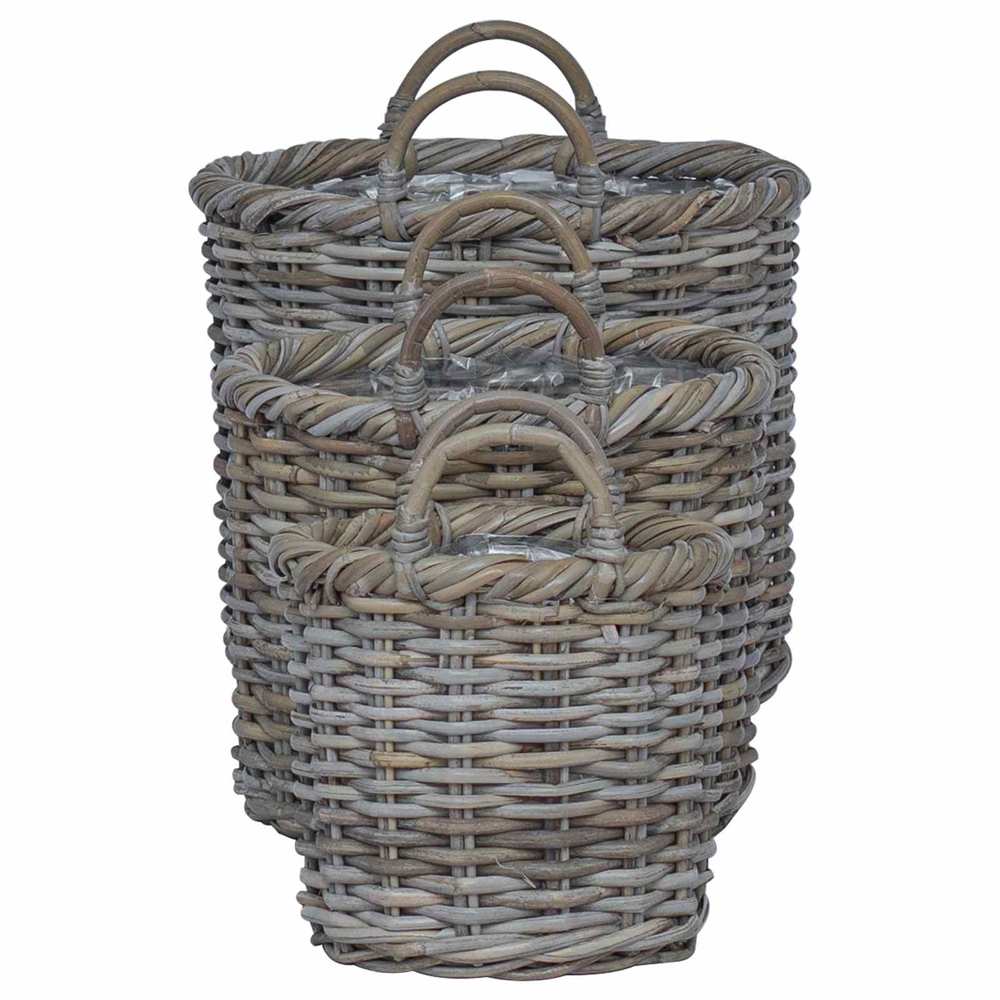 Plantenmand met opslag 3 st Kubu grijs Kubu Rattan is nu te koop bij PeponiXL, paradijselijk wonen!