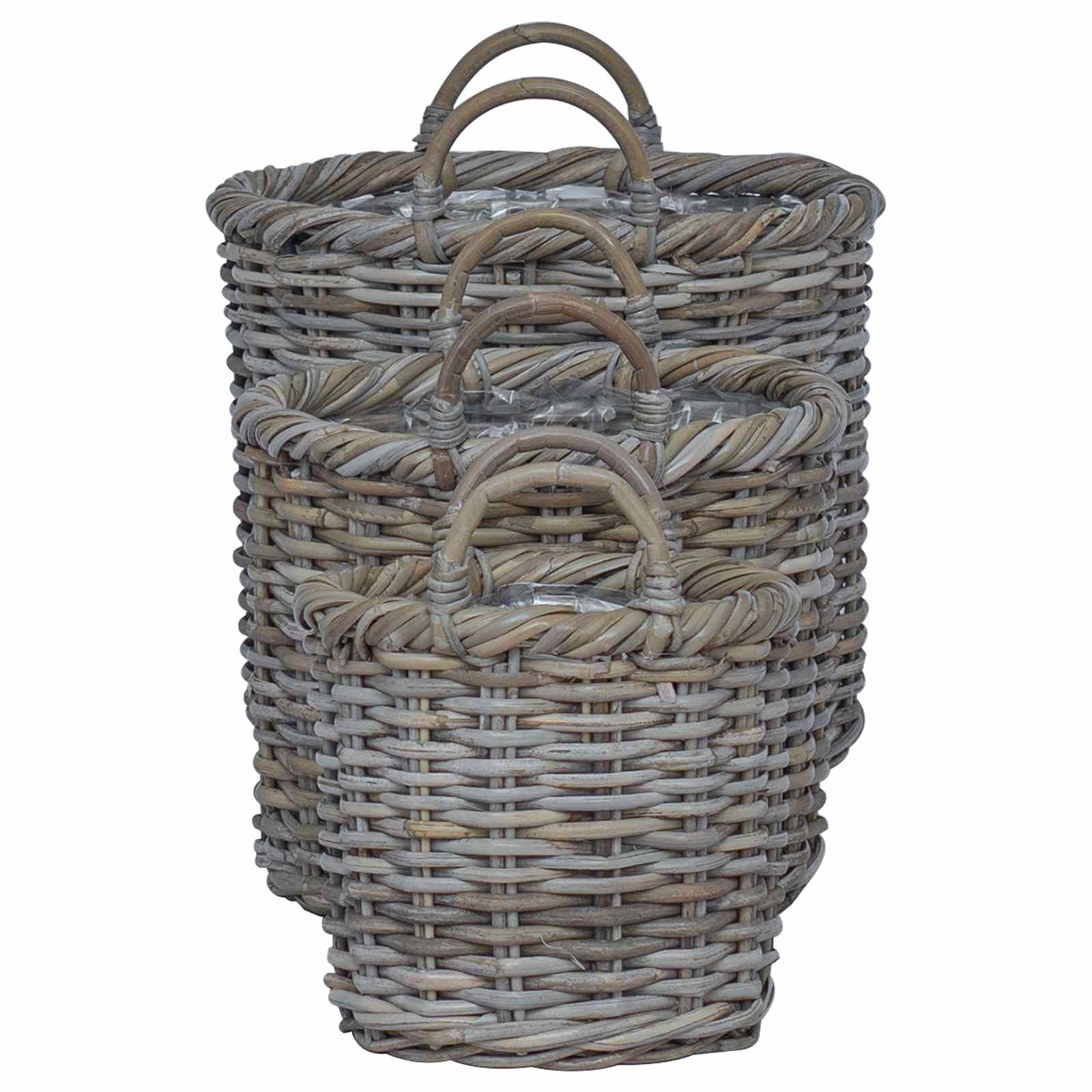 Plantenmand met opslag 3 st Kubu grijs Kubu Rattan is nu te koop bij PeponiXL, paradijselijk wonen!