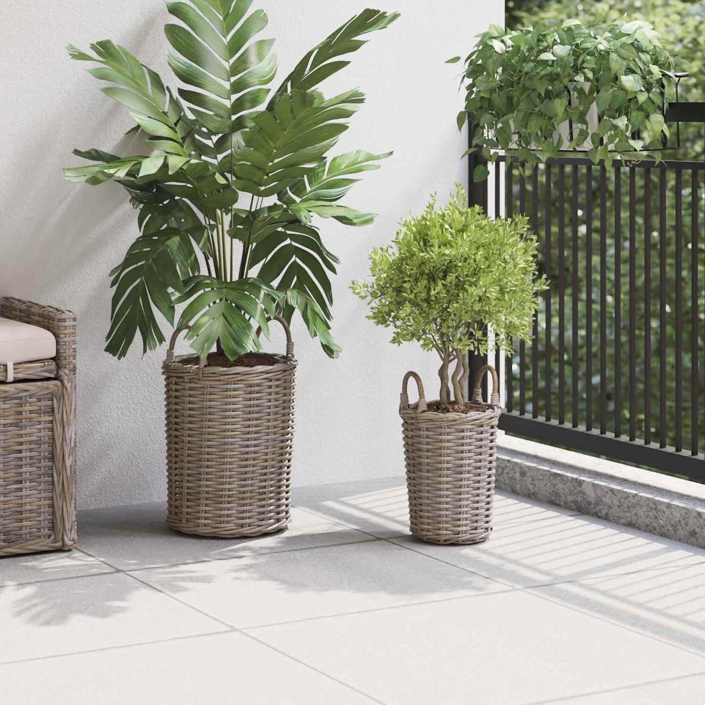 Plantmand met opslag 2 pcs Grijs Kubu Rattan is nu te koop bij PeponiXL, paradijselijk wonen!