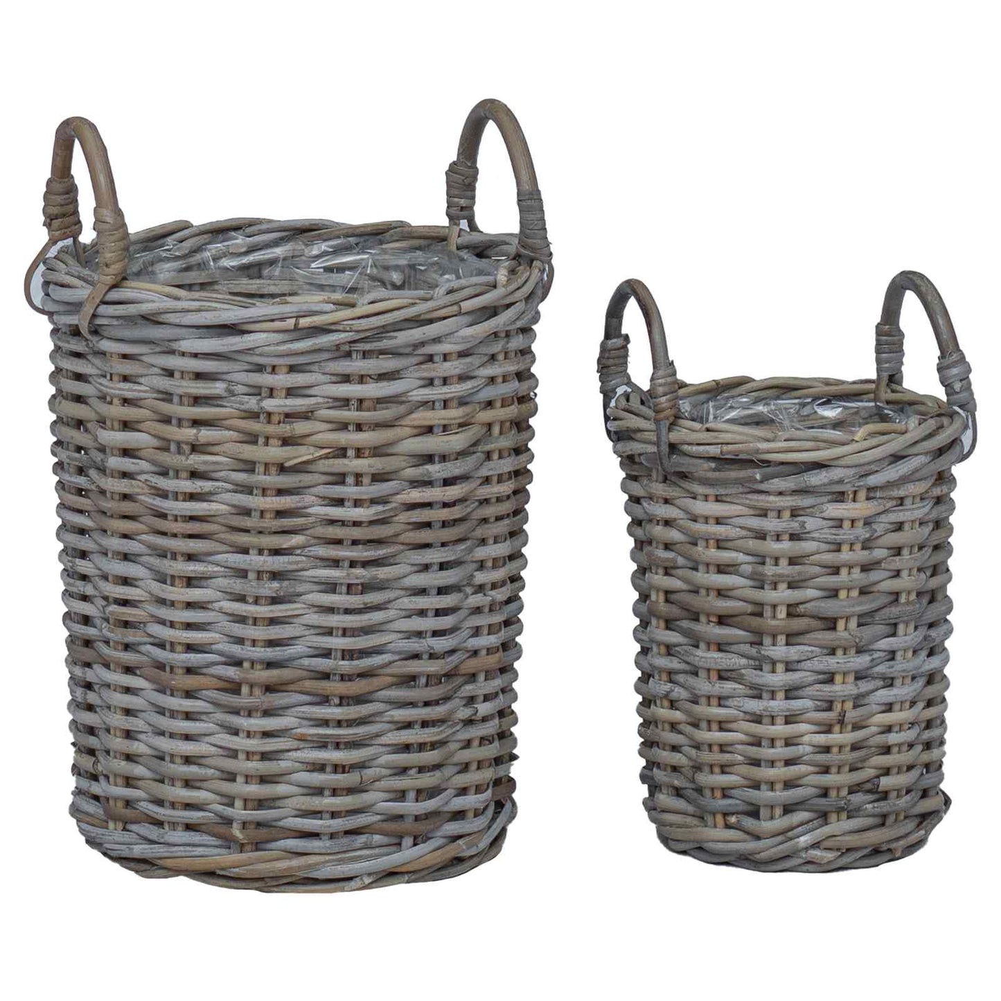 Plantmand met opslag 2 pcs Grijs Kubu Rattan is nu te koop bij PeponiXL, paradijselijk wonen!