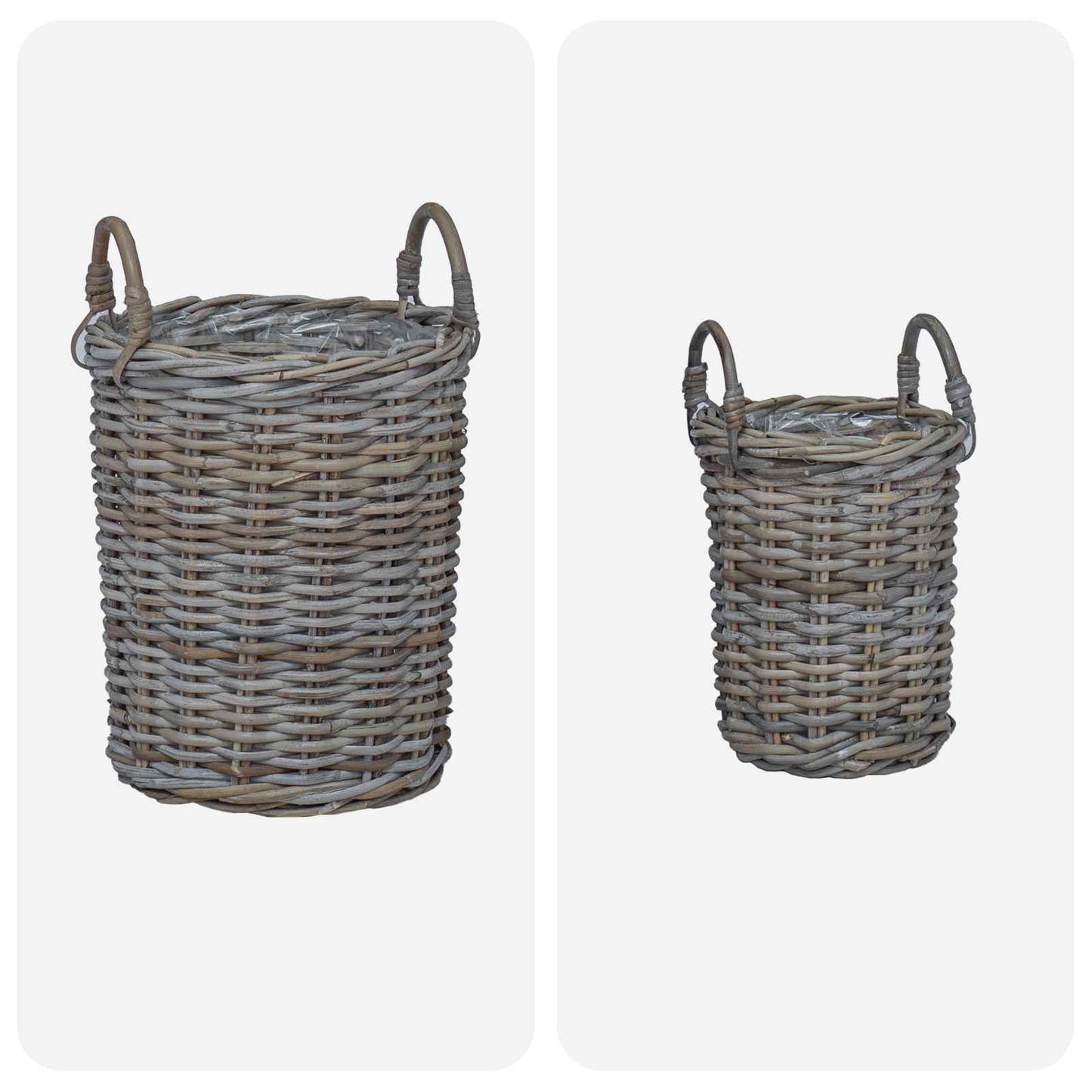 Plantmand met opslag 2 pcs Grijs Kubu Rattan is nu te koop bij PeponiXL, paradijselijk wonen!