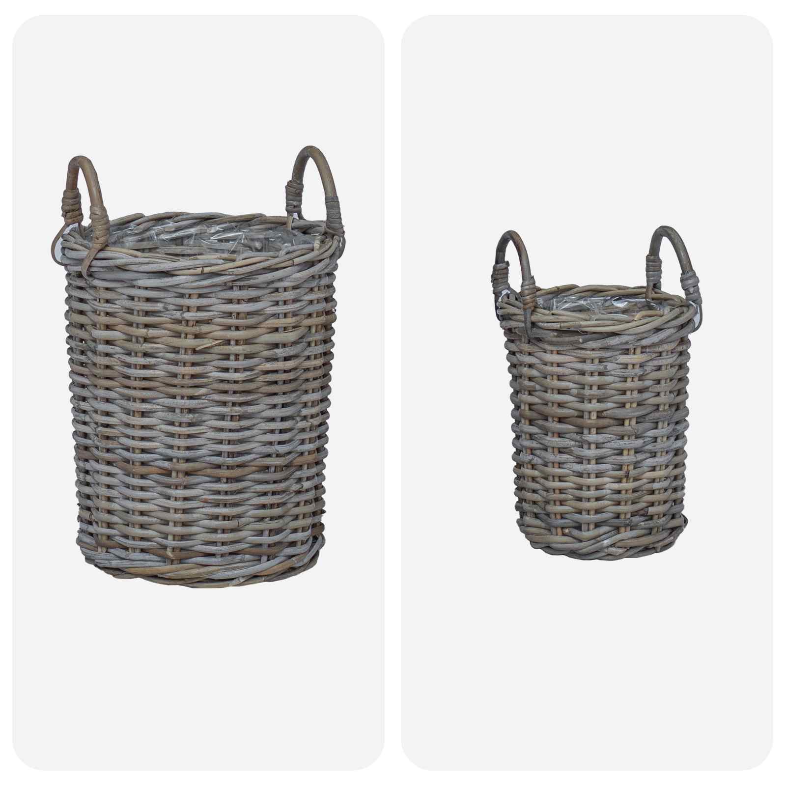 Plantmand met opslag 2 pcs Grijs Kubu Rattan is nu te koop bij PeponiXL, paradijselijk wonen!