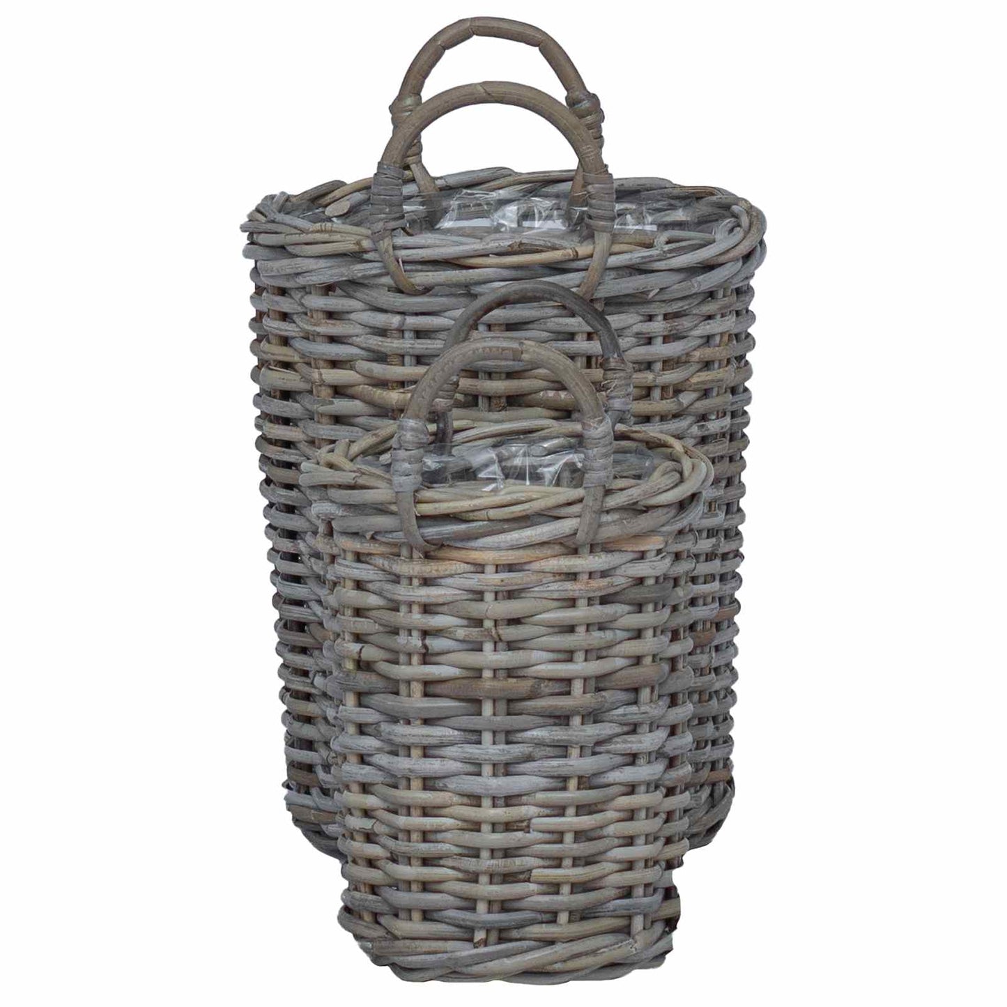 Plantmand met opslag 2 pcs Grijs Kubu Rattan is nu te koop bij PeponiXL, paradijselijk wonen!