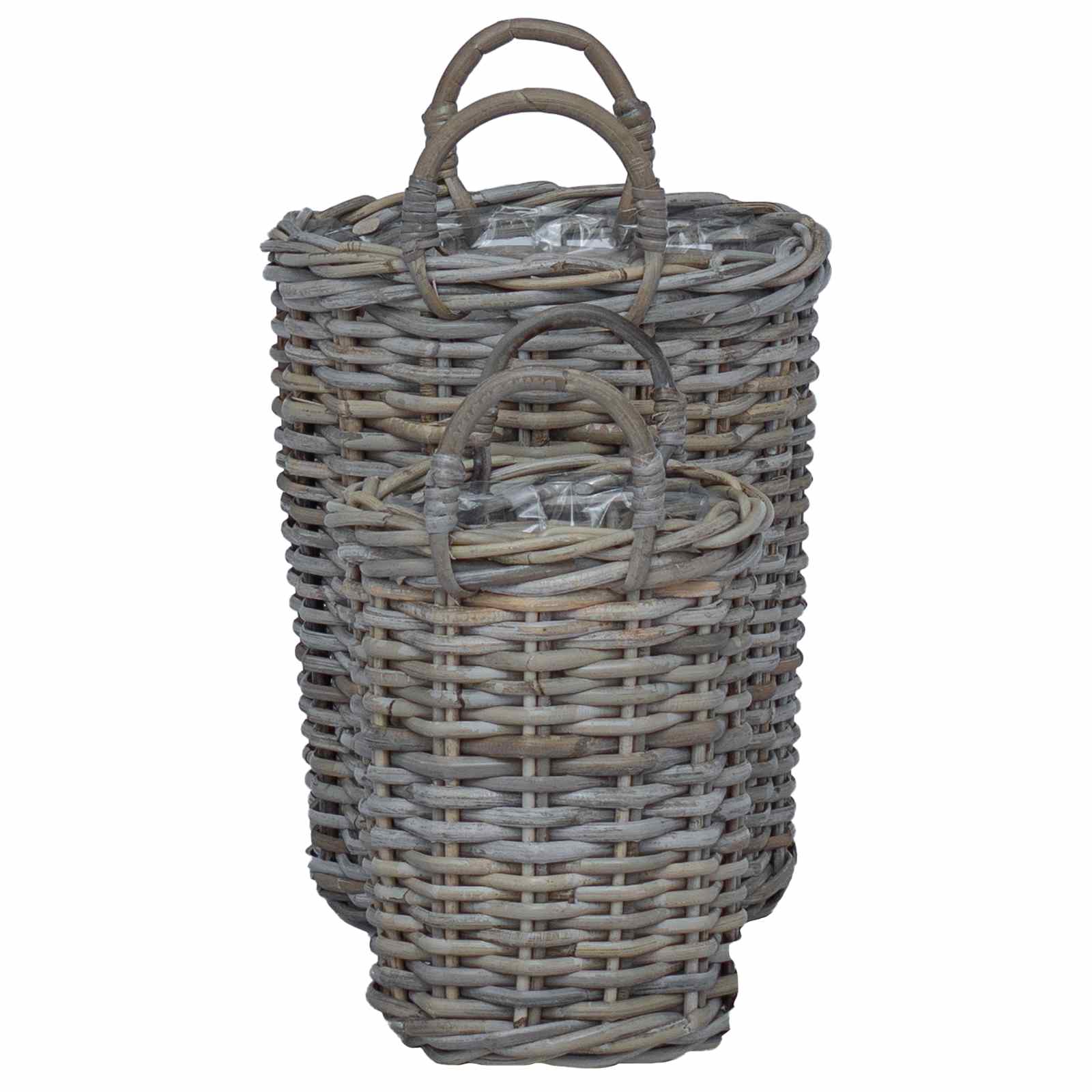Plantmand met opslag 2 pcs Grijs Kubu Rattan is nu te koop bij PeponiXL, paradijselijk wonen!