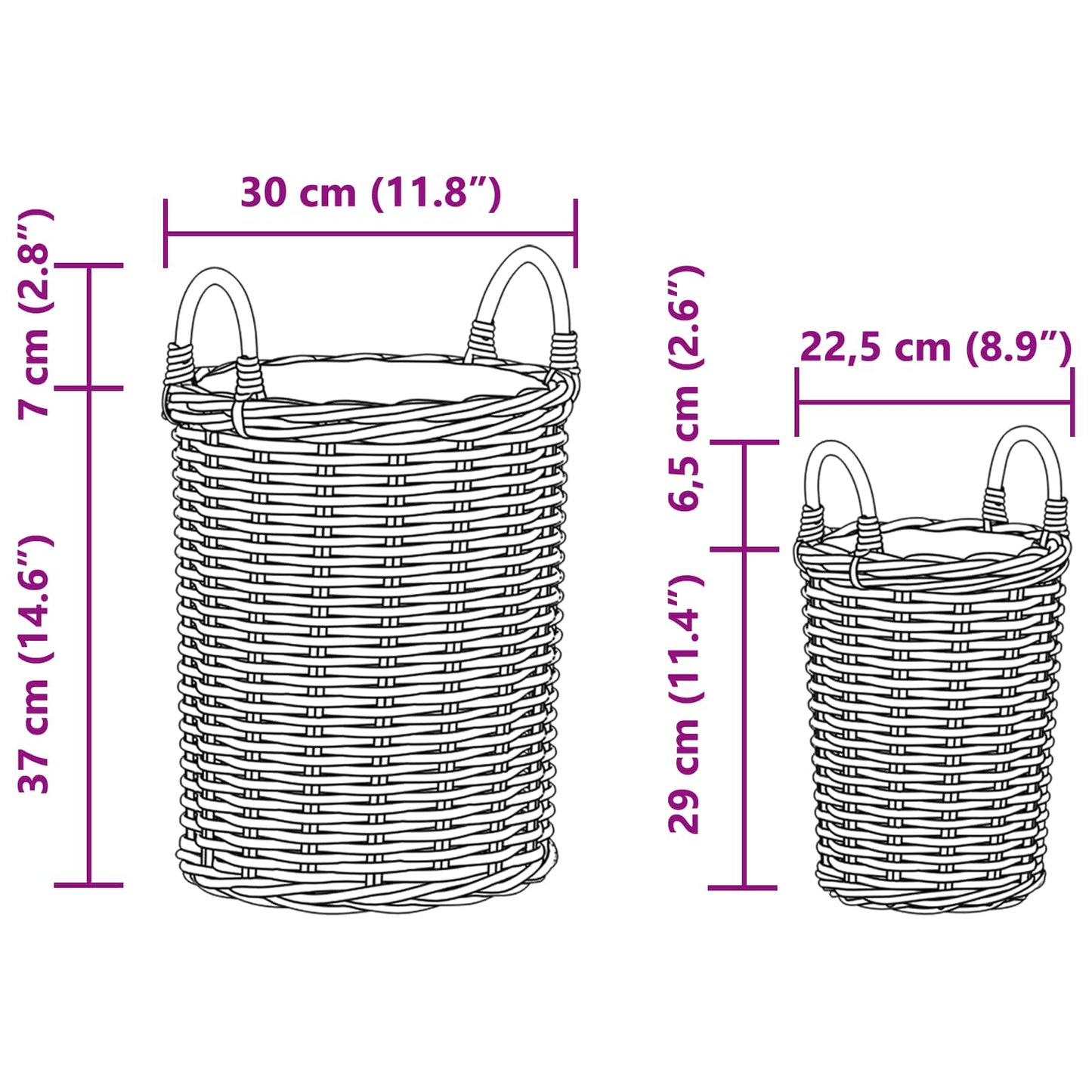 Plantmand met opslag 2 pcs Grijs Kubu Rattan is nu te koop bij PeponiXL, paradijselijk wonen!
