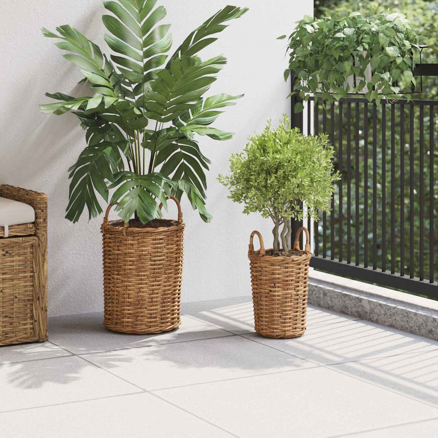 Plantmand met opslag 2 pcs Bruin Kubu Rattan is nu te koop bij PeponiXL, paradijselijk wonen!