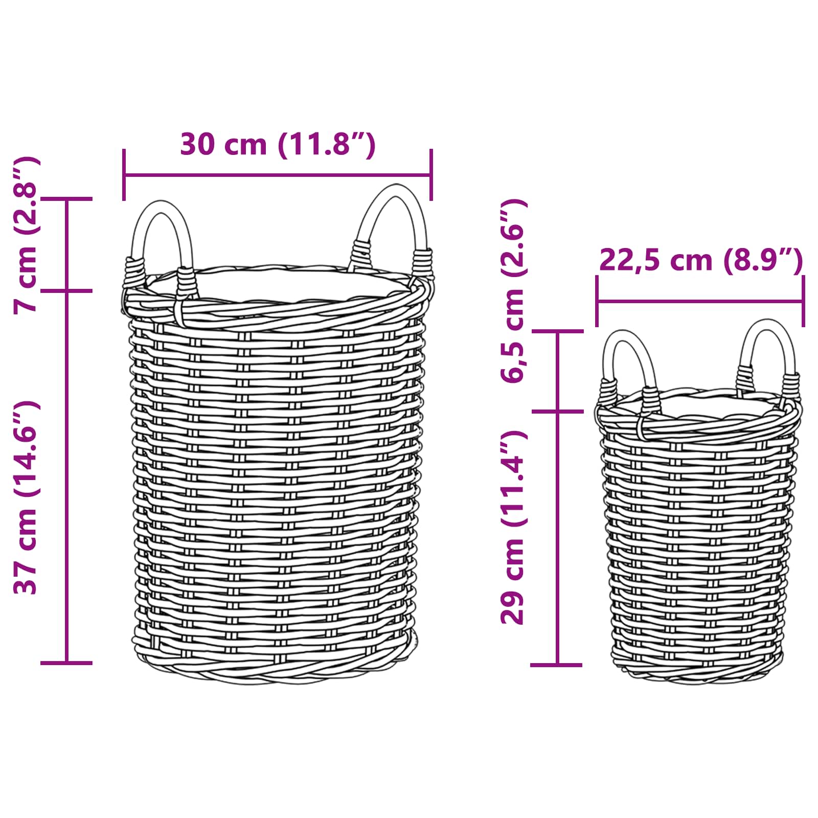 Plantmand met opslag 2 pcs Bruin Kubu Rattan is nu te koop bij PeponiXL, paradijselijk wonen!