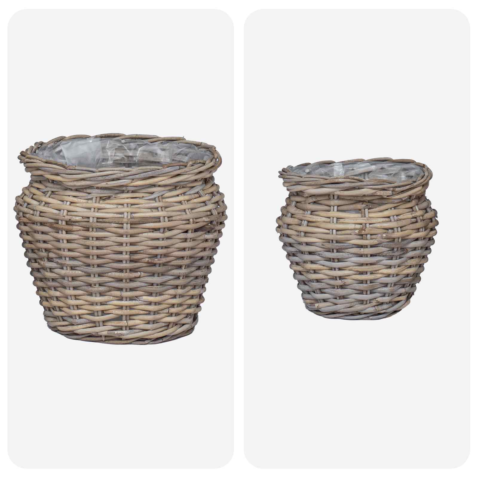Plantenmand met opslag 2 pcs Grijs Lacak Riet is nu te koop bij PeponiXL, paradijselijk wonen!
