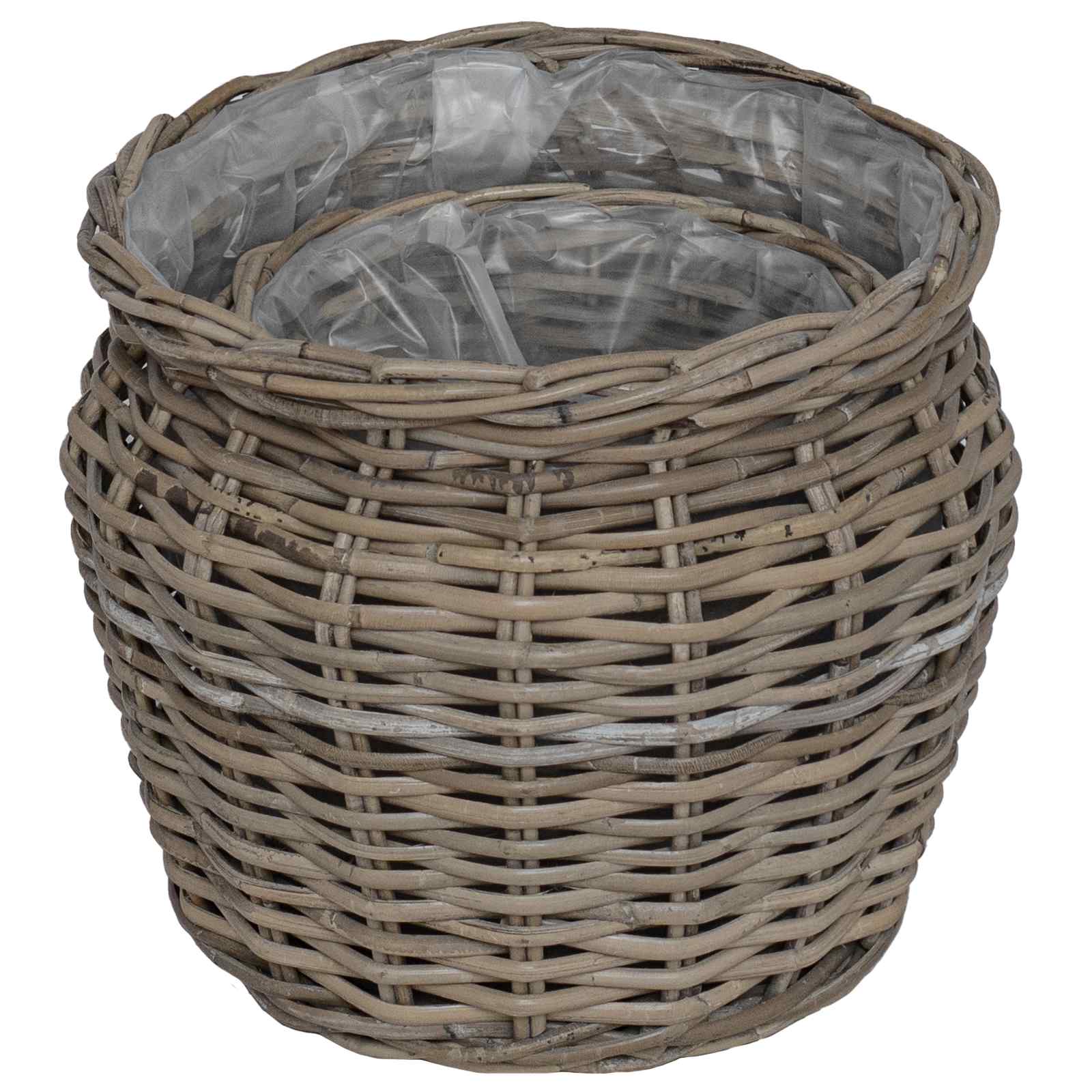 Plantenmand met opslag 2 pcs Grijs Lacak Riet is nu te koop bij PeponiXL, paradijselijk wonen!