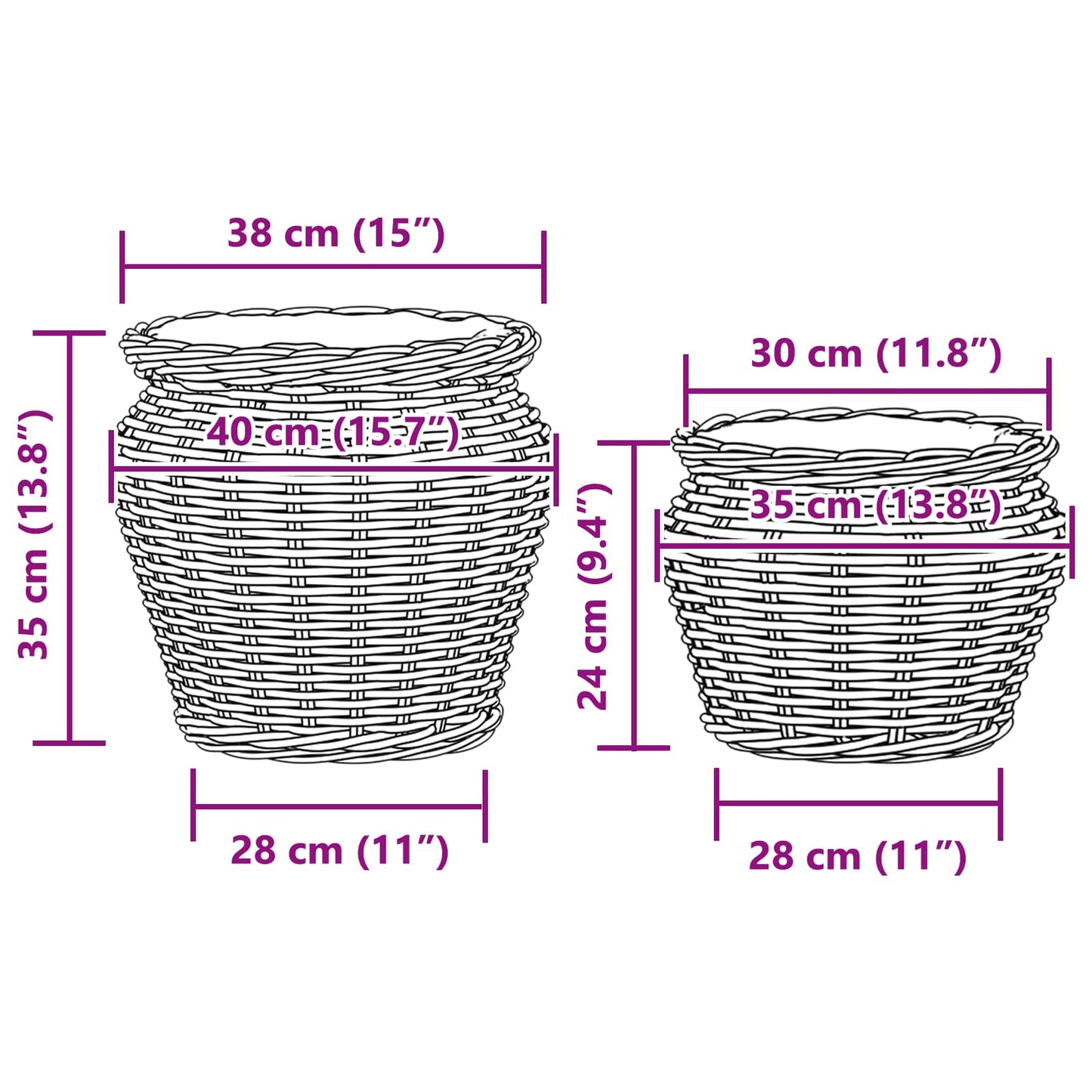Plantenmand met opslag 2 pcs Grijs Lacak Riet is nu te koop bij PeponiXL, paradijselijk wonen!