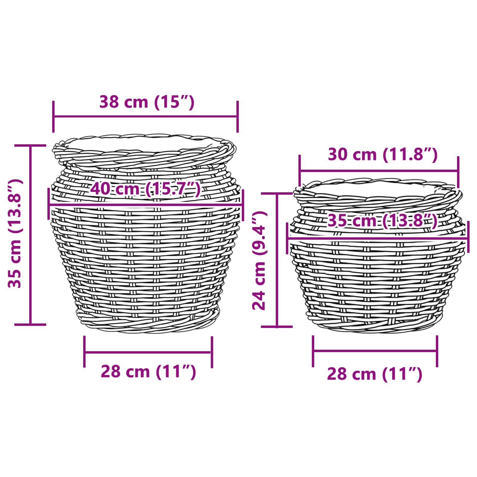 Plantenmand met opslag 2 pcs Grijs Lacak Riet is nu te koop bij PeponiXL, paradijselijk wonen!