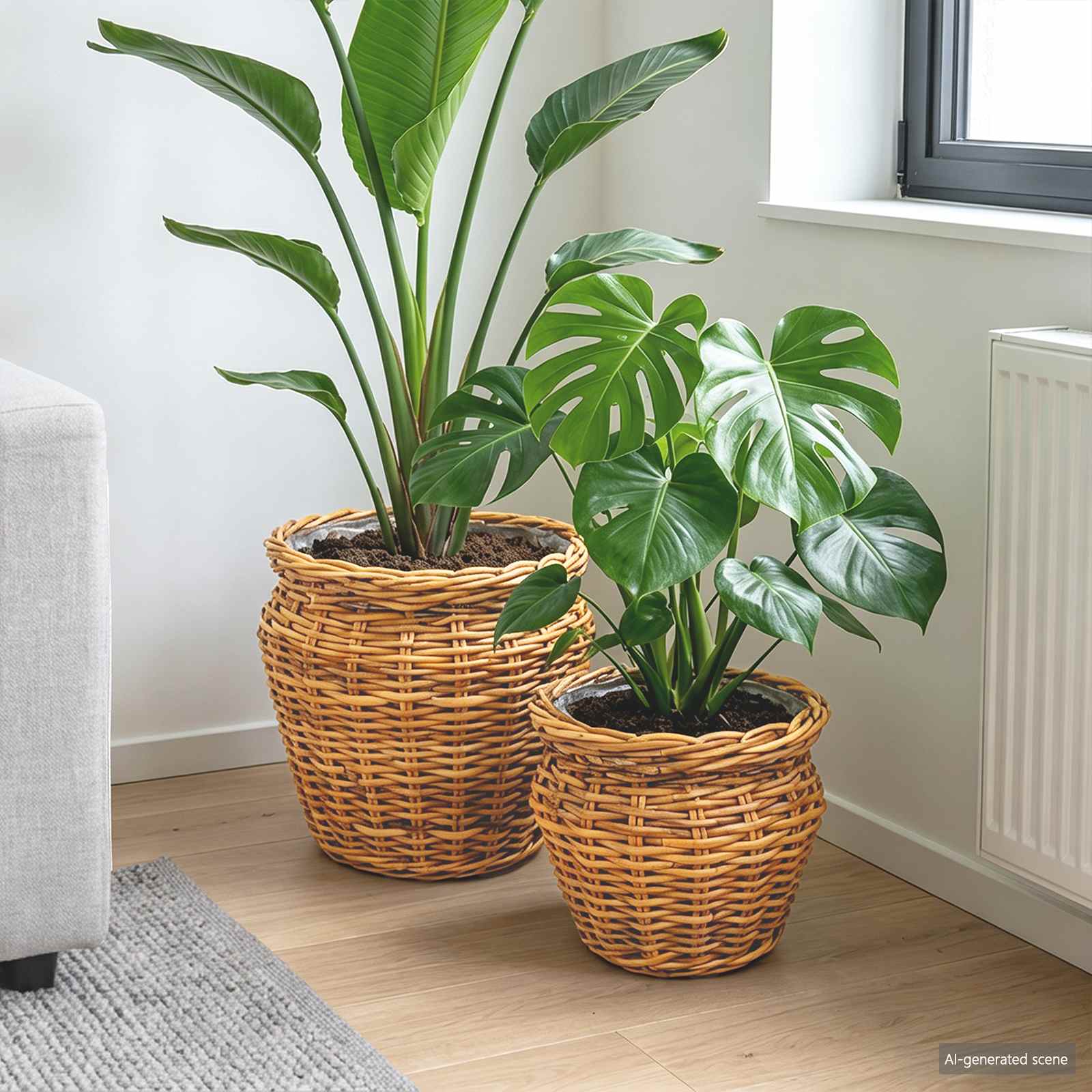 Plantenmand met opslag 2 st Natuurlijk Bruin Kubu Rattan is nu te koop bij PeponiXL, paradijselijk wonen!