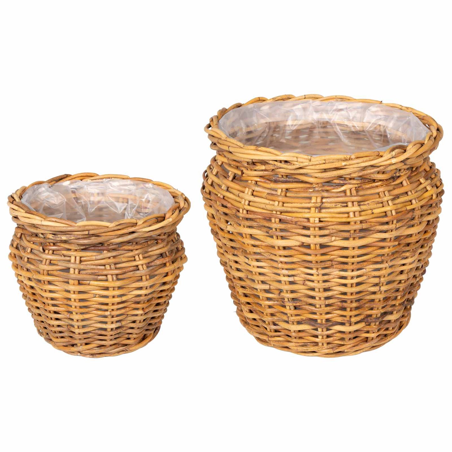 Plantenmand met opslag 2 st Natuurlijk Bruin Kubu Rattan is nu te koop bij PeponiXL, paradijselijk wonen!