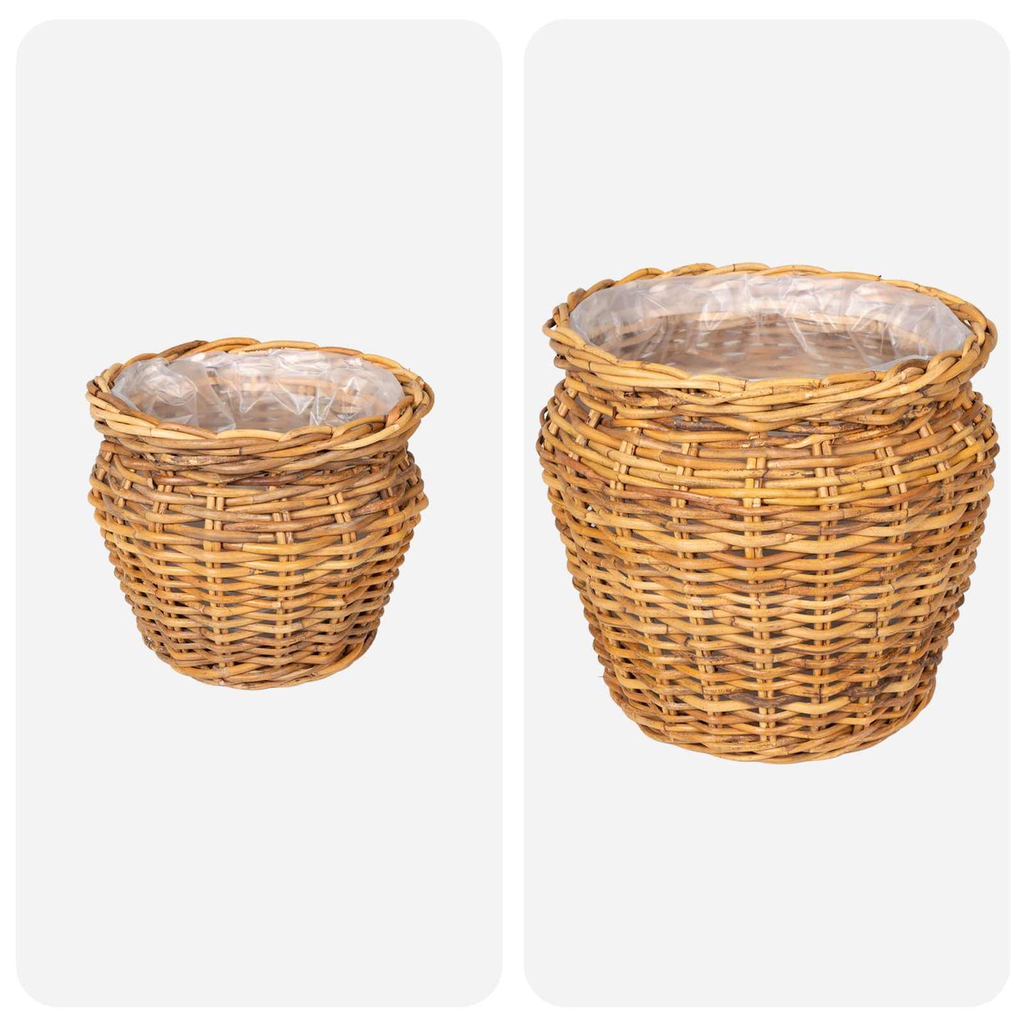Plantenmand met opslag 2 st Natuurlijk Bruin Kubu Rattan is nu te koop bij PeponiXL, paradijselijk wonen!
