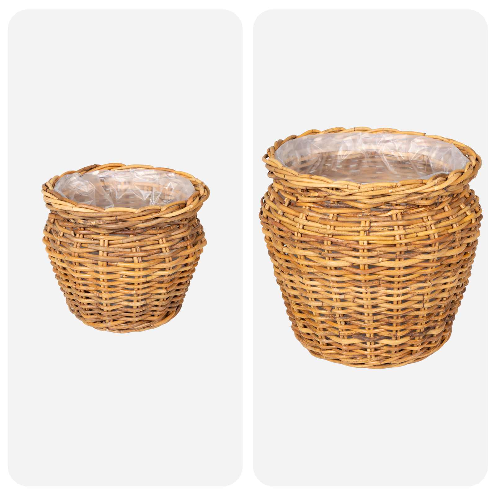 Plantenmand met opslag 2 st Natuurlijk Bruin Kubu Rattan is nu te koop bij PeponiXL, paradijselijk wonen!