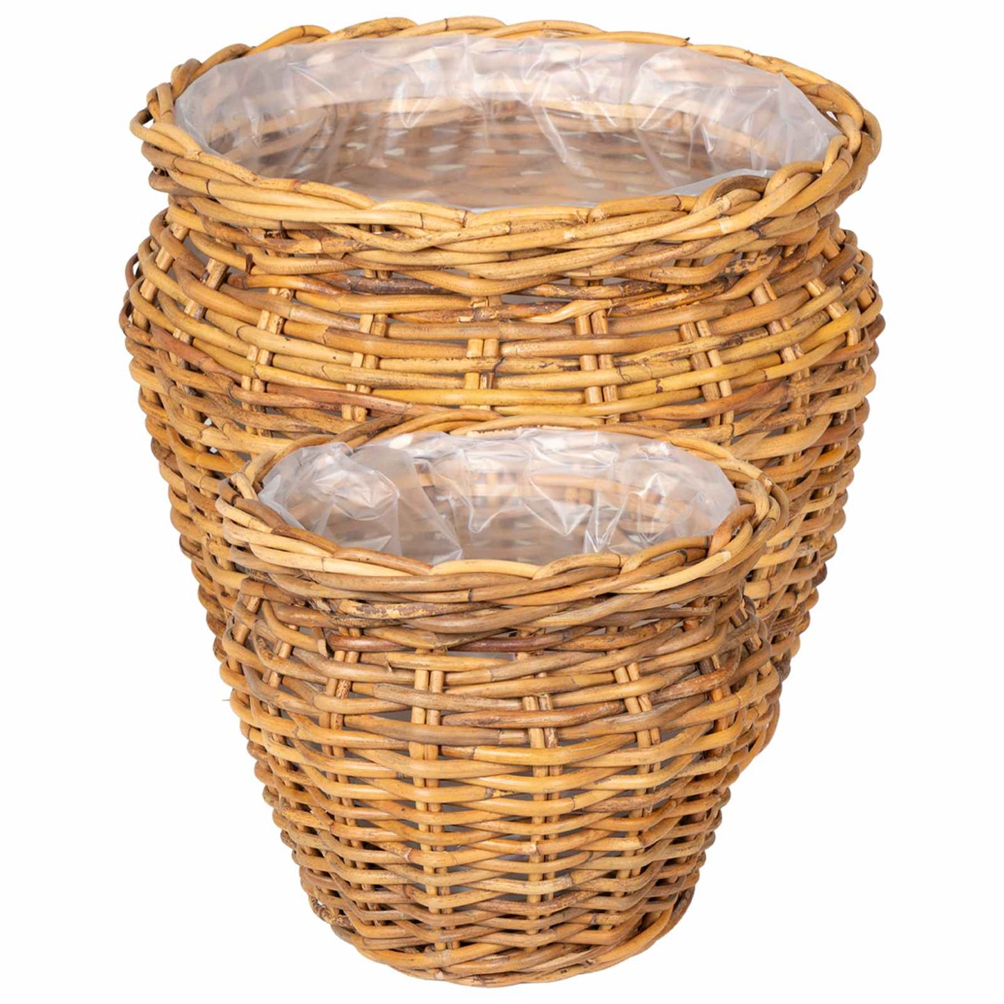 Plantenmand met opslag 2 st Natuurlijk Bruin Kubu Rattan is nu te koop bij PeponiXL, paradijselijk wonen!