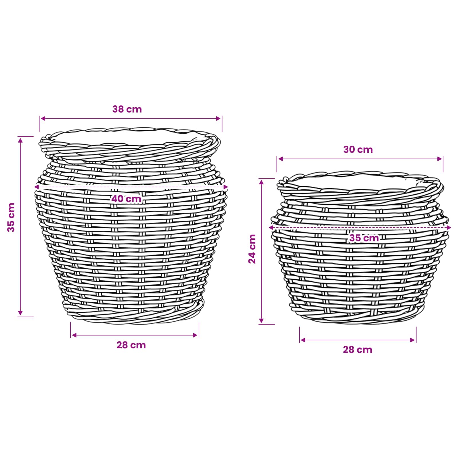 Plantenmand met opslag 2 st Natuurlijk Bruin Kubu Rattan is nu te koop bij PeponiXL, paradijselijk wonen!