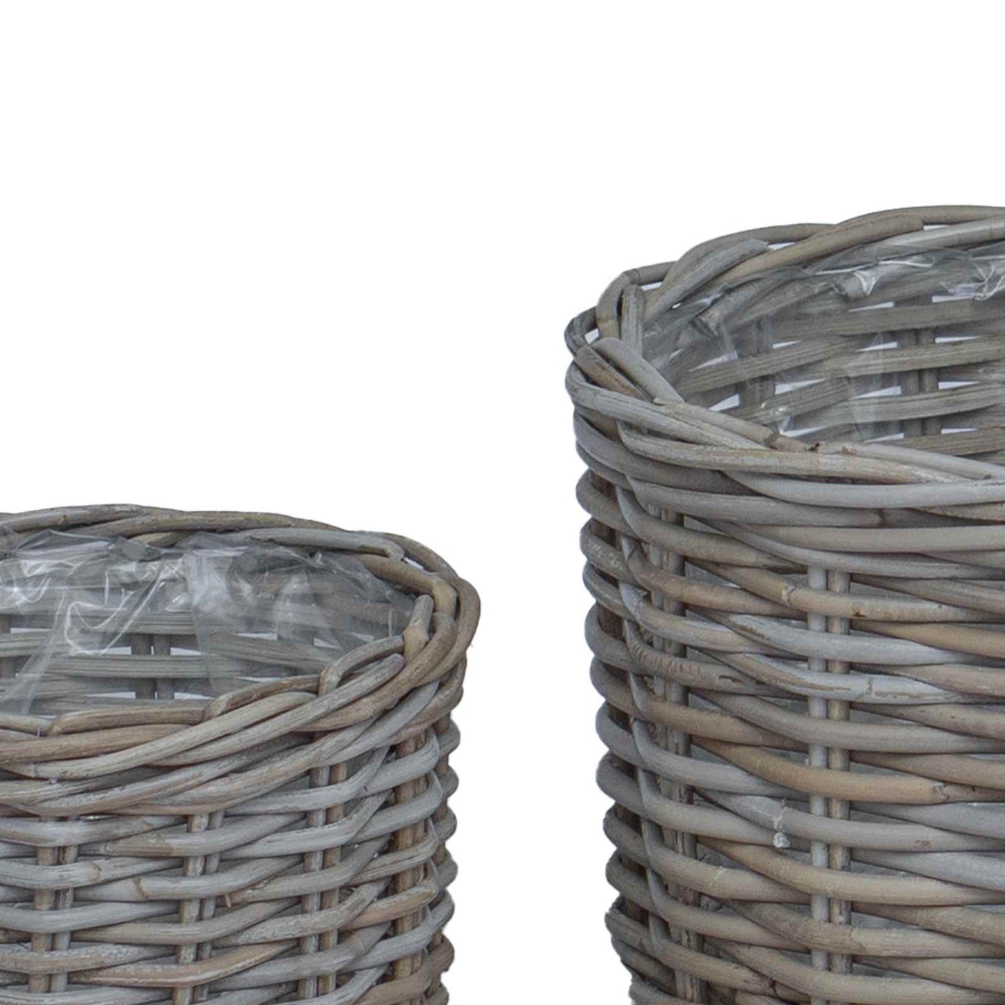 Bloempot Mand met opslag 2 pcs Grijs Kubu Rattan is nu te koop bij PeponiXL, paradijselijk wonen!