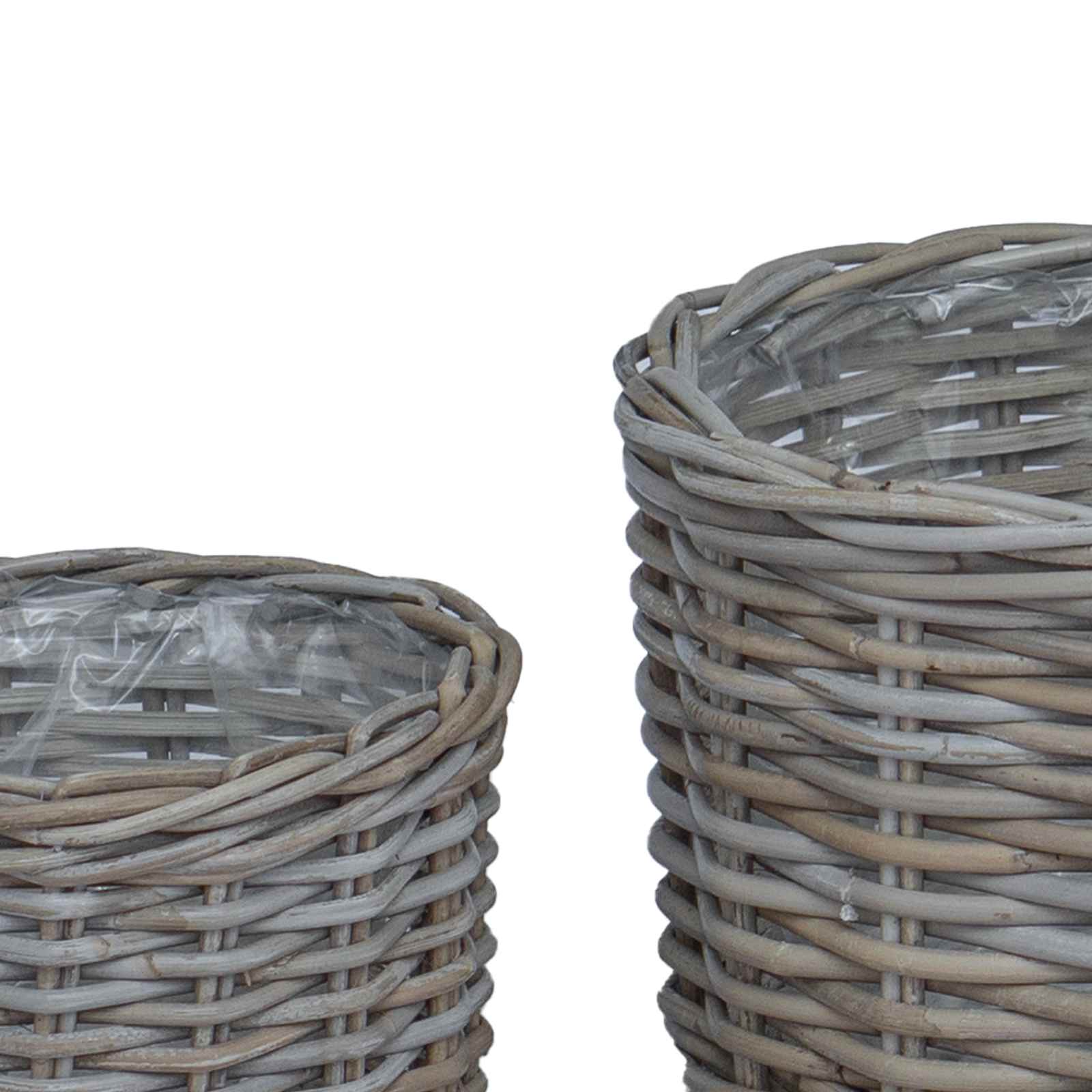 Bloempot Mand met opslag 2 pcs Grijs Kubu Rattan is nu te koop bij PeponiXL, paradijselijk wonen!