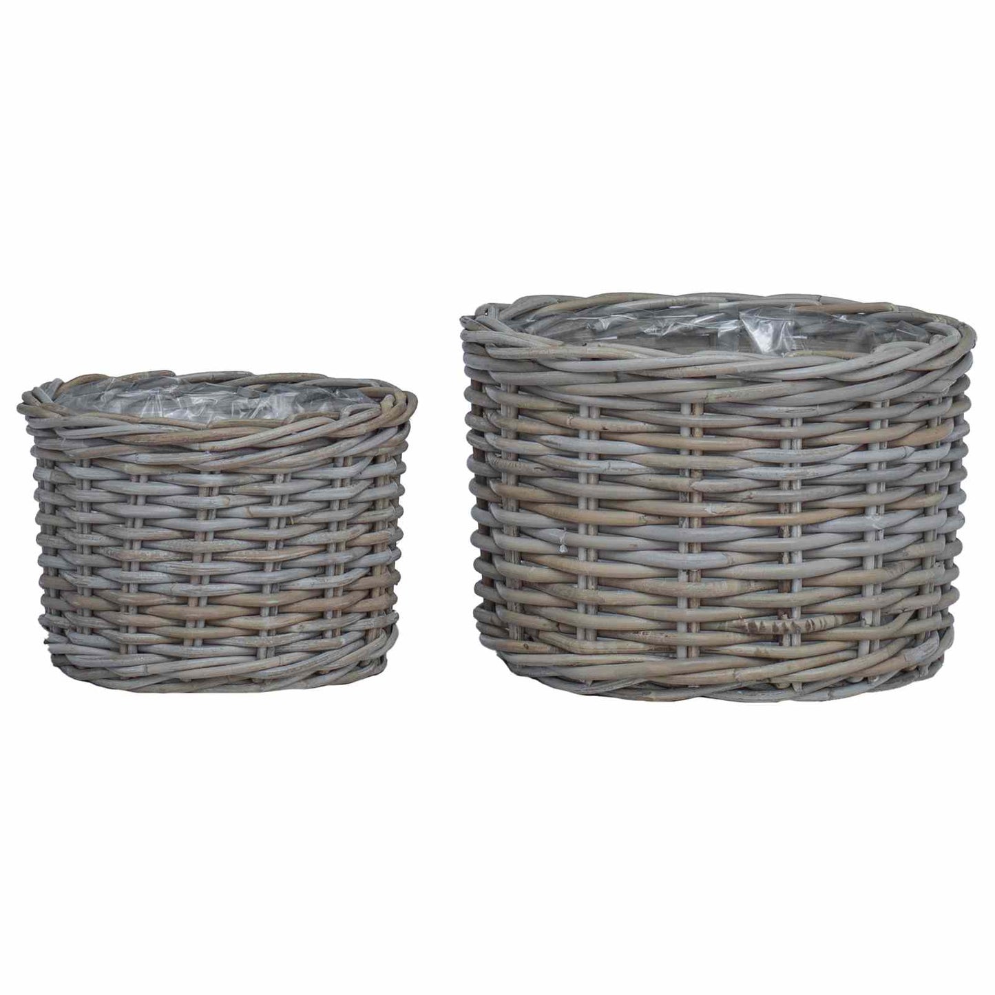 Bloempot Mand met opslag 2 pcs Grijs Kubu Rattan is nu te koop bij PeponiXL, paradijselijk wonen!