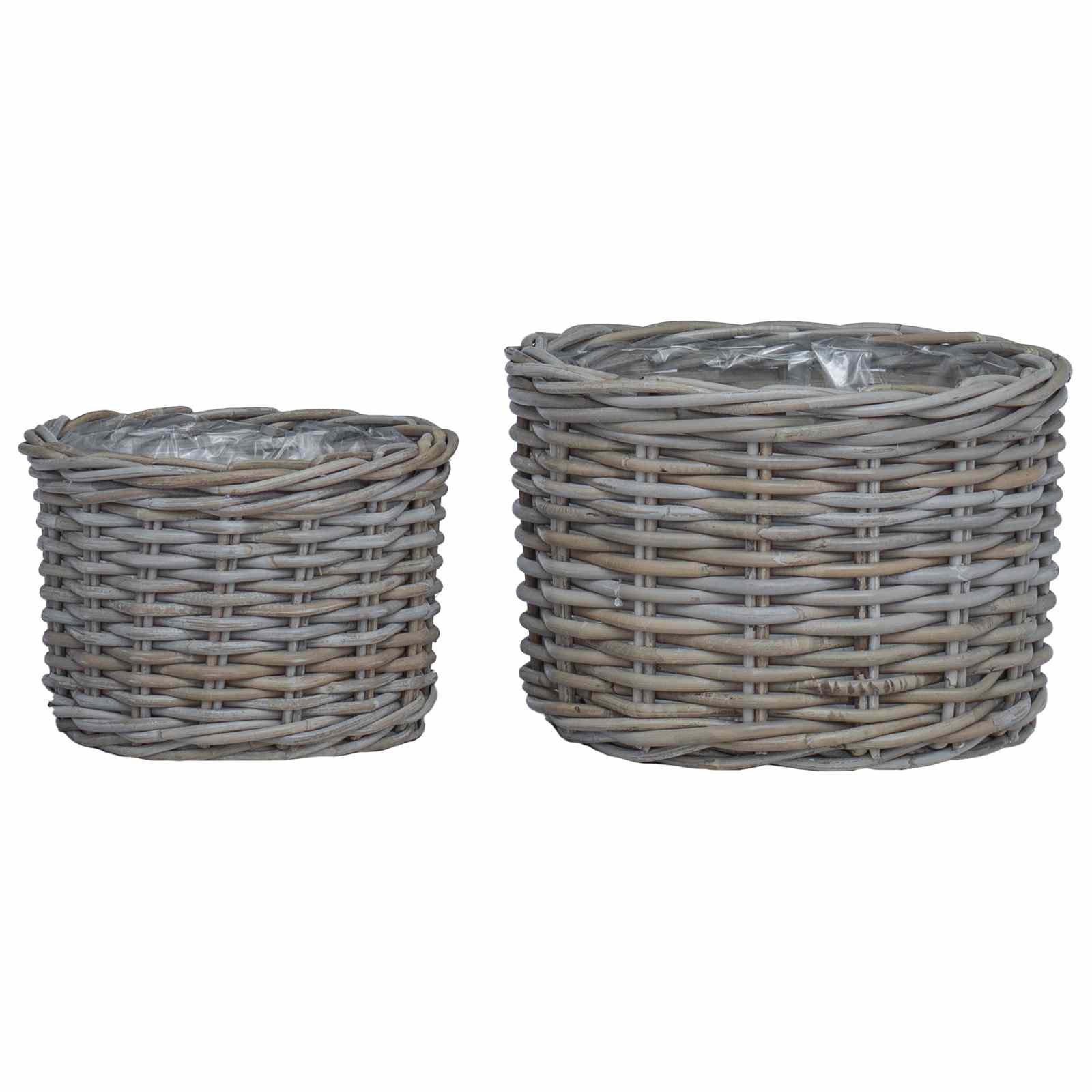 Bloempot Mand met opslag 2 pcs Grijs Kubu Rattan is nu te koop bij PeponiXL, paradijselijk wonen!