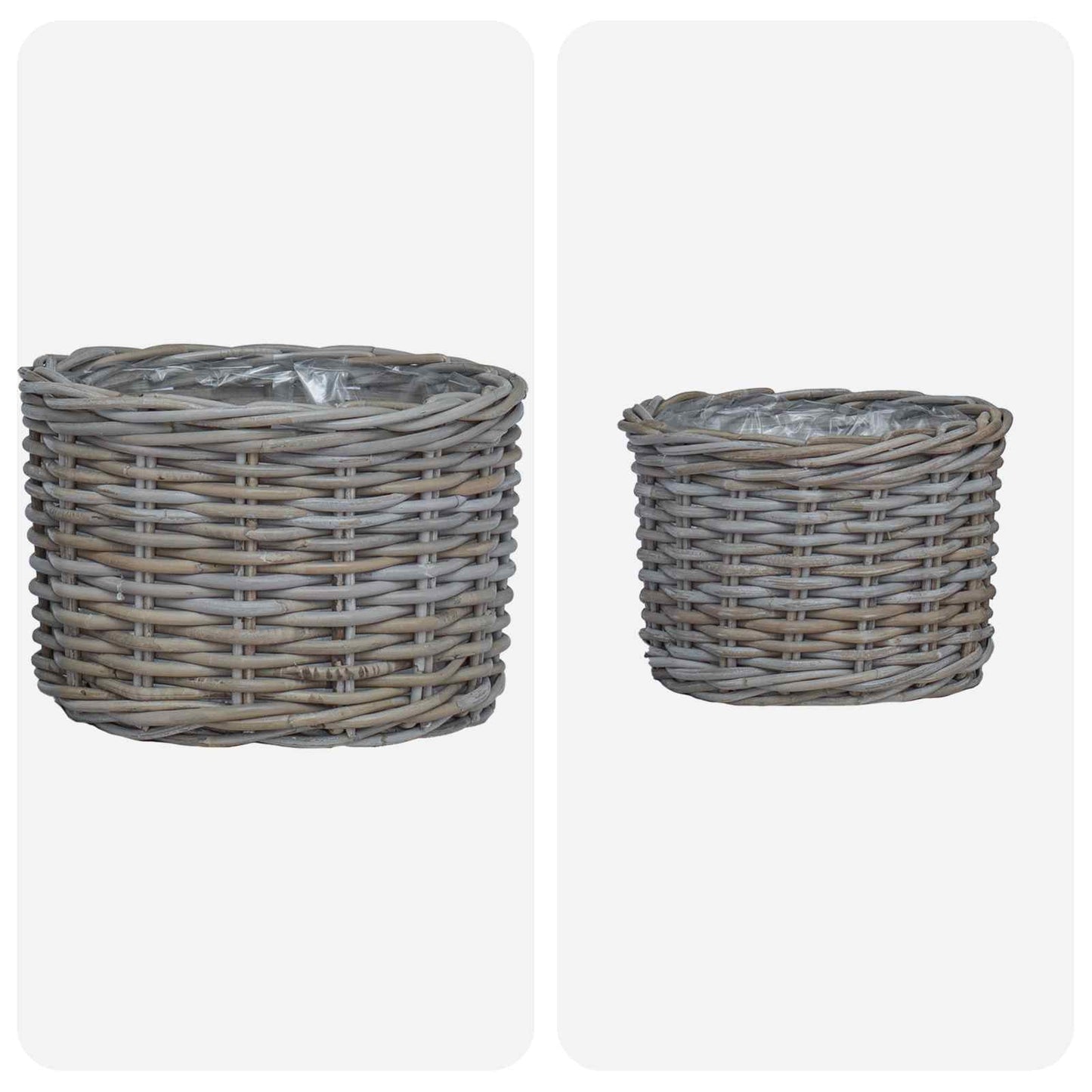 Bloempot Mand met opslag 2 pcs Grijs Kubu Rattan is nu te koop bij PeponiXL, paradijselijk wonen!