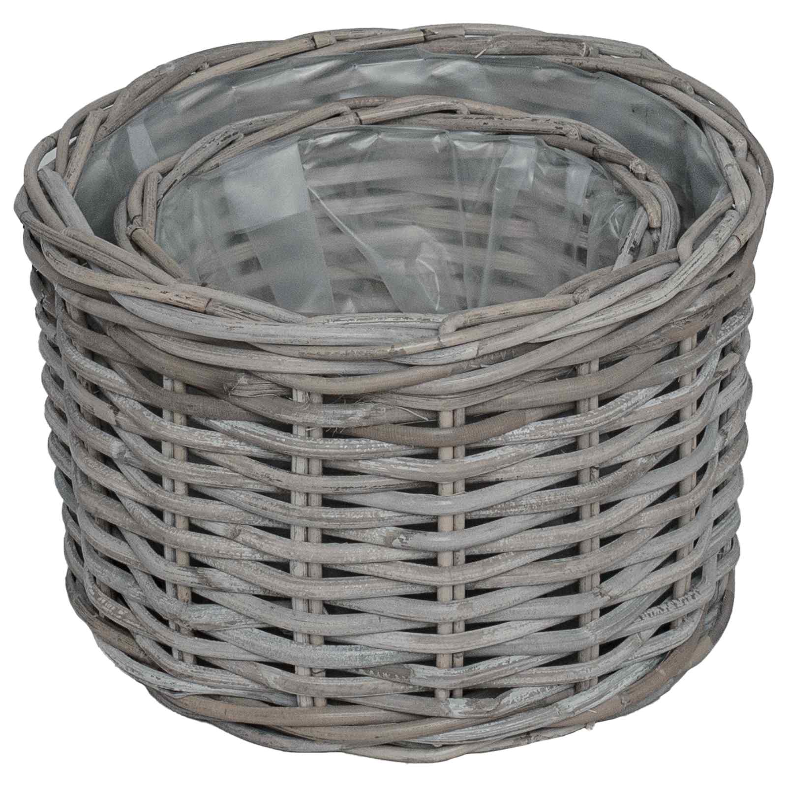 Bloempot Mand met opslag 2 pcs Grijs Kubu Rattan is nu te koop bij PeponiXL, paradijselijk wonen!