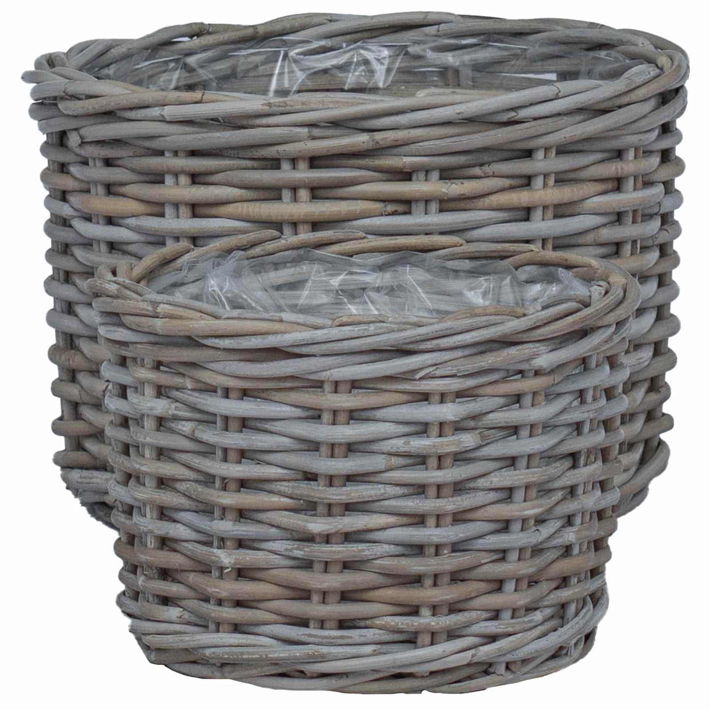 Bloempot Mand met opslag 2 pcs Grijs Kubu Rattan is nu te koop bij PeponiXL, paradijselijk wonen!
