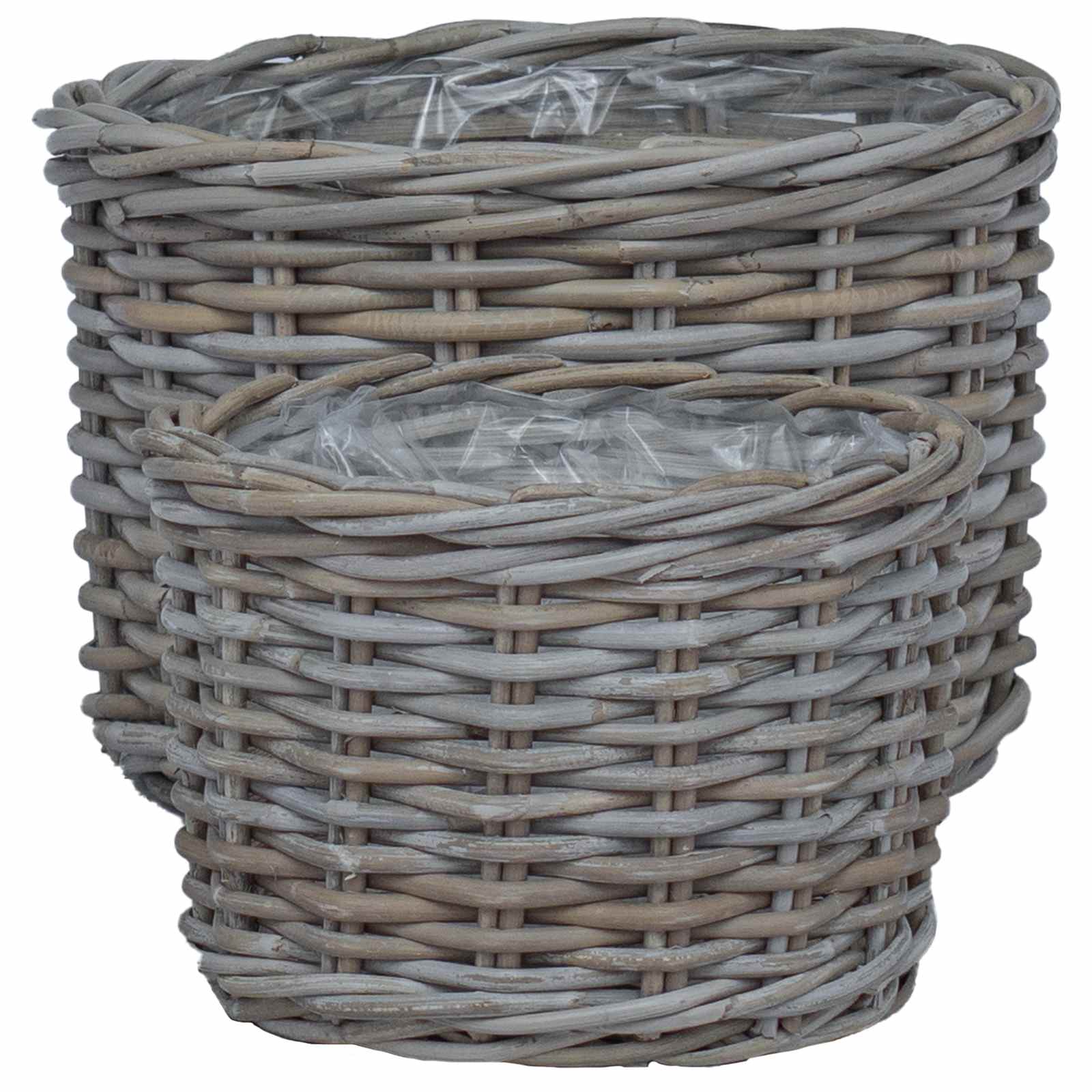 Bloempot Mand met opslag 2 pcs Grijs Kubu Rattan is nu te koop bij PeponiXL, paradijselijk wonen!