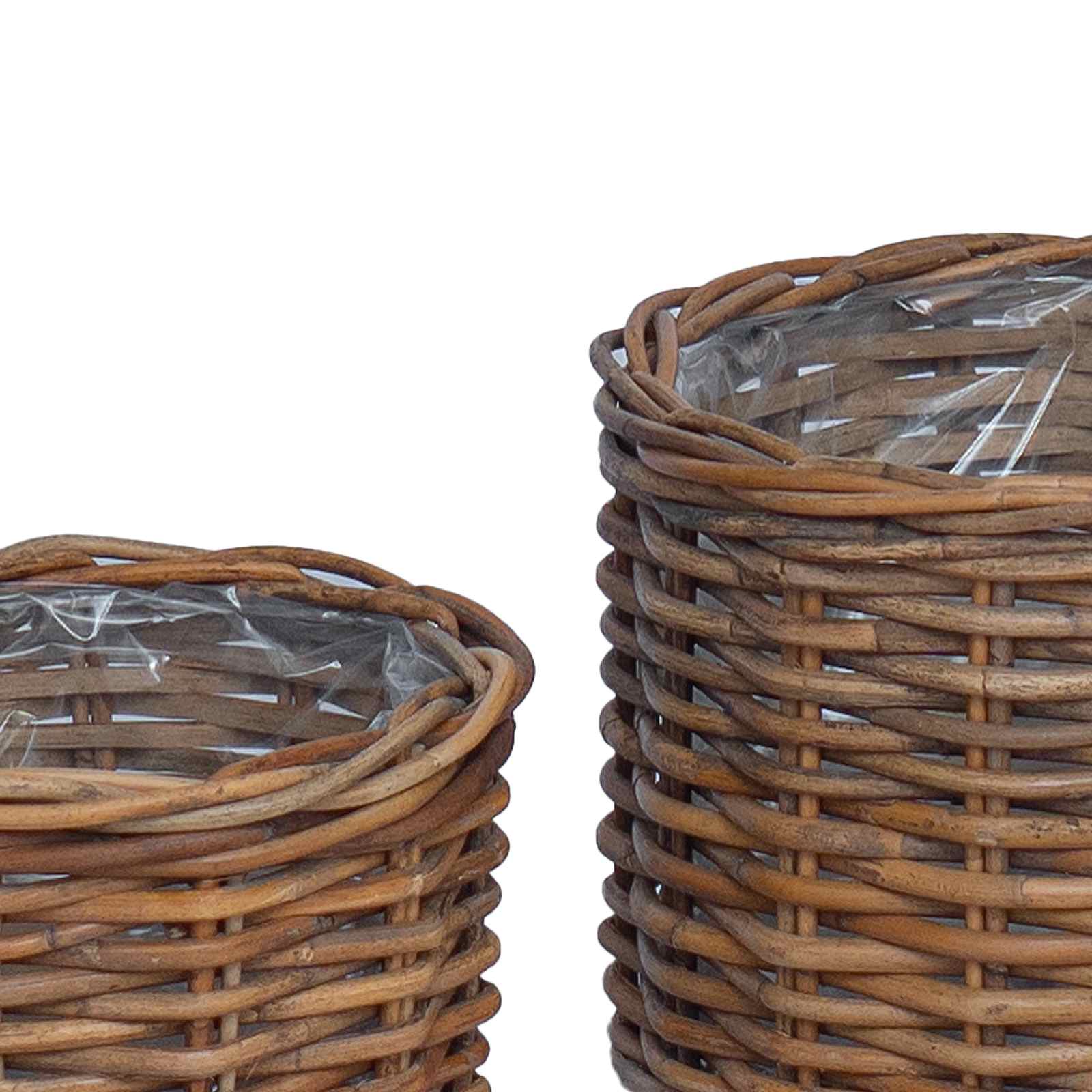 Bloempot Mand met opslag 2 pcs Bruin Kubu Rattan is nu te koop bij PeponiXL, paradijselijk wonen!