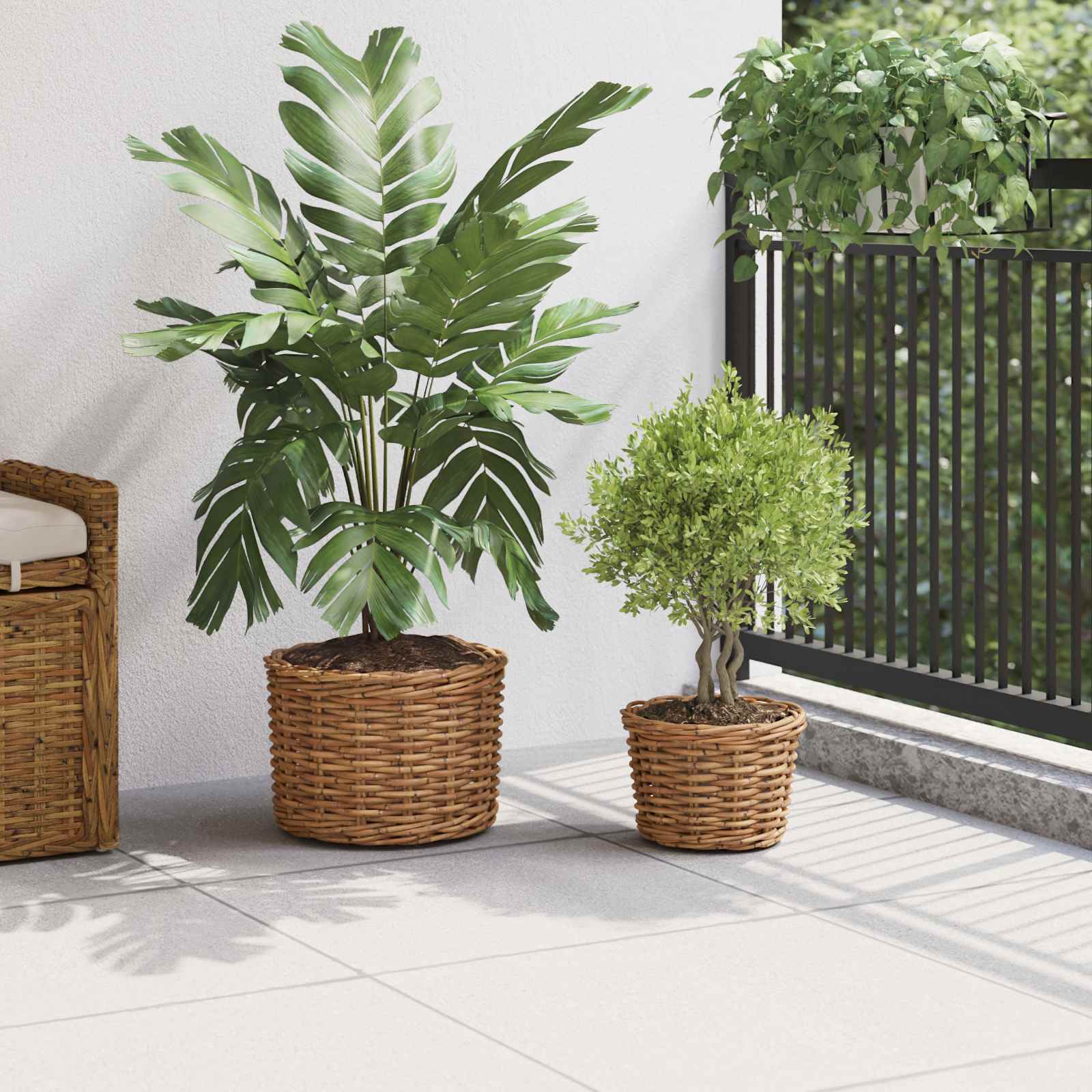 Bloempot Mand met opslag 2 pcs Bruin Kubu Rattan is nu te koop bij PeponiXL, paradijselijk wonen!