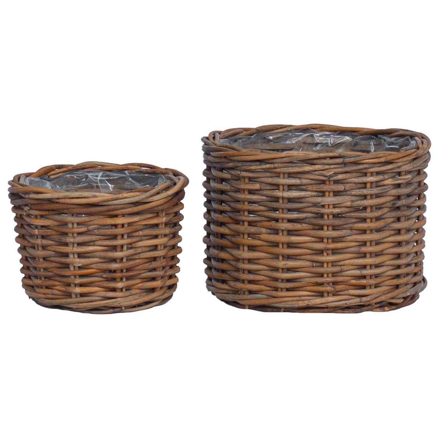 Bloempot Mand met opslag 2 pcs Bruin Kubu Rattan is nu te koop bij PeponiXL, paradijselijk wonen!