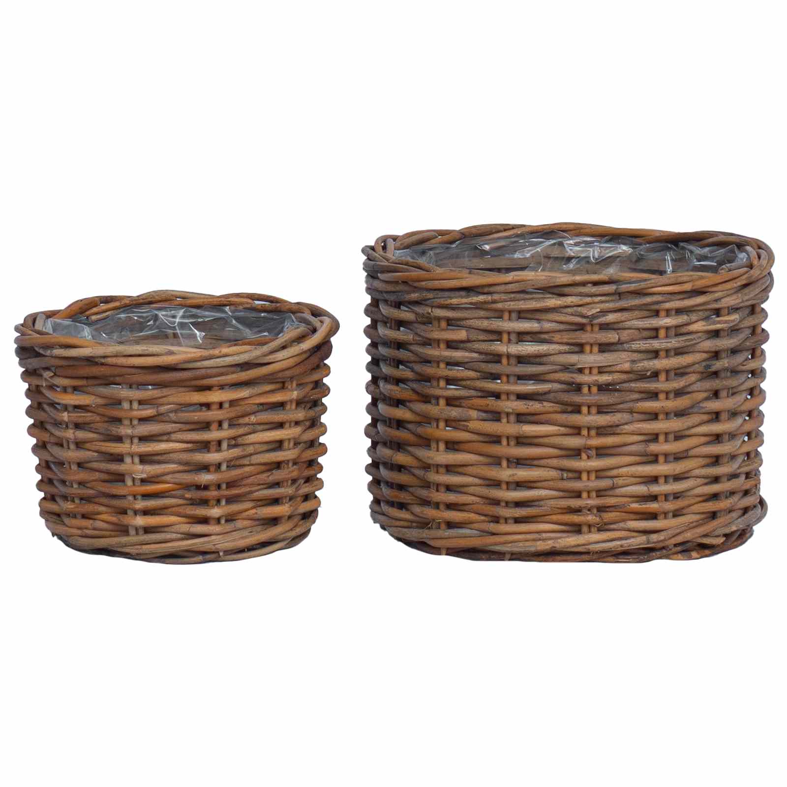 Bloempot Mand met opslag 2 pcs Bruin Kubu Rattan is nu te koop bij PeponiXL, paradijselijk wonen!