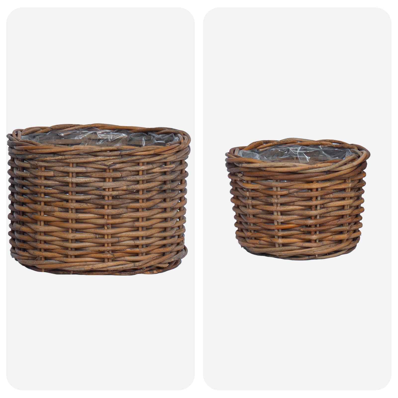 Bloempot Mand met opslag 2 pcs Bruin Kubu Rattan is nu te koop bij PeponiXL, paradijselijk wonen!