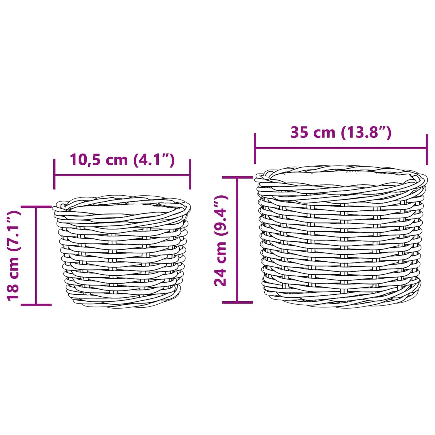 Bloempot Mand met opslag 2 pcs Bruin Kubu Rattan is nu te koop bij PeponiXL, paradijselijk wonen!